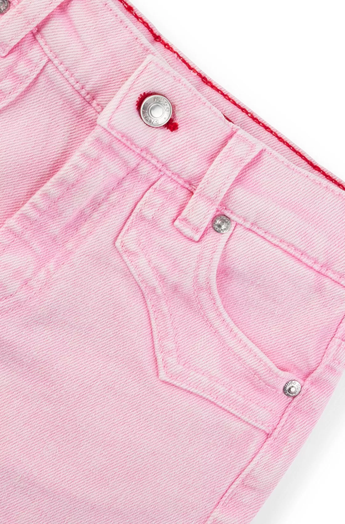 HUGO BOSS Kids' Shorts In Stretch Denim With Western-inspired Stitching Pink New