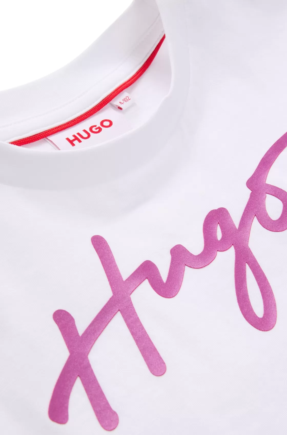HUGO BOSS Kids' Sleeveless T-shirt In Cotton With Metallic Handwritten Logo White Hot