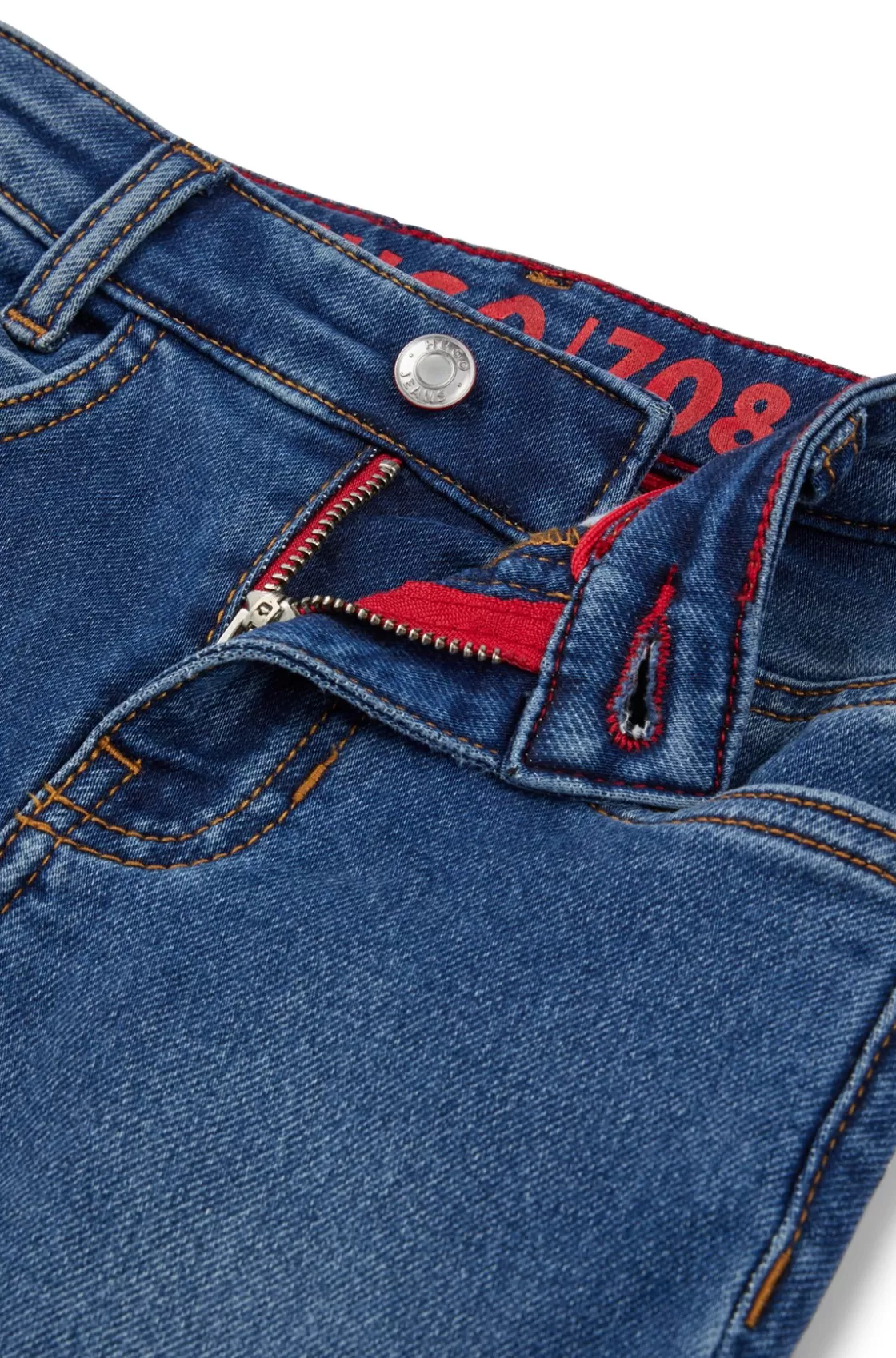 HUGO BOSS Kids' Slim-fit Jeans In Knitted Stretch Denim Patterned Best