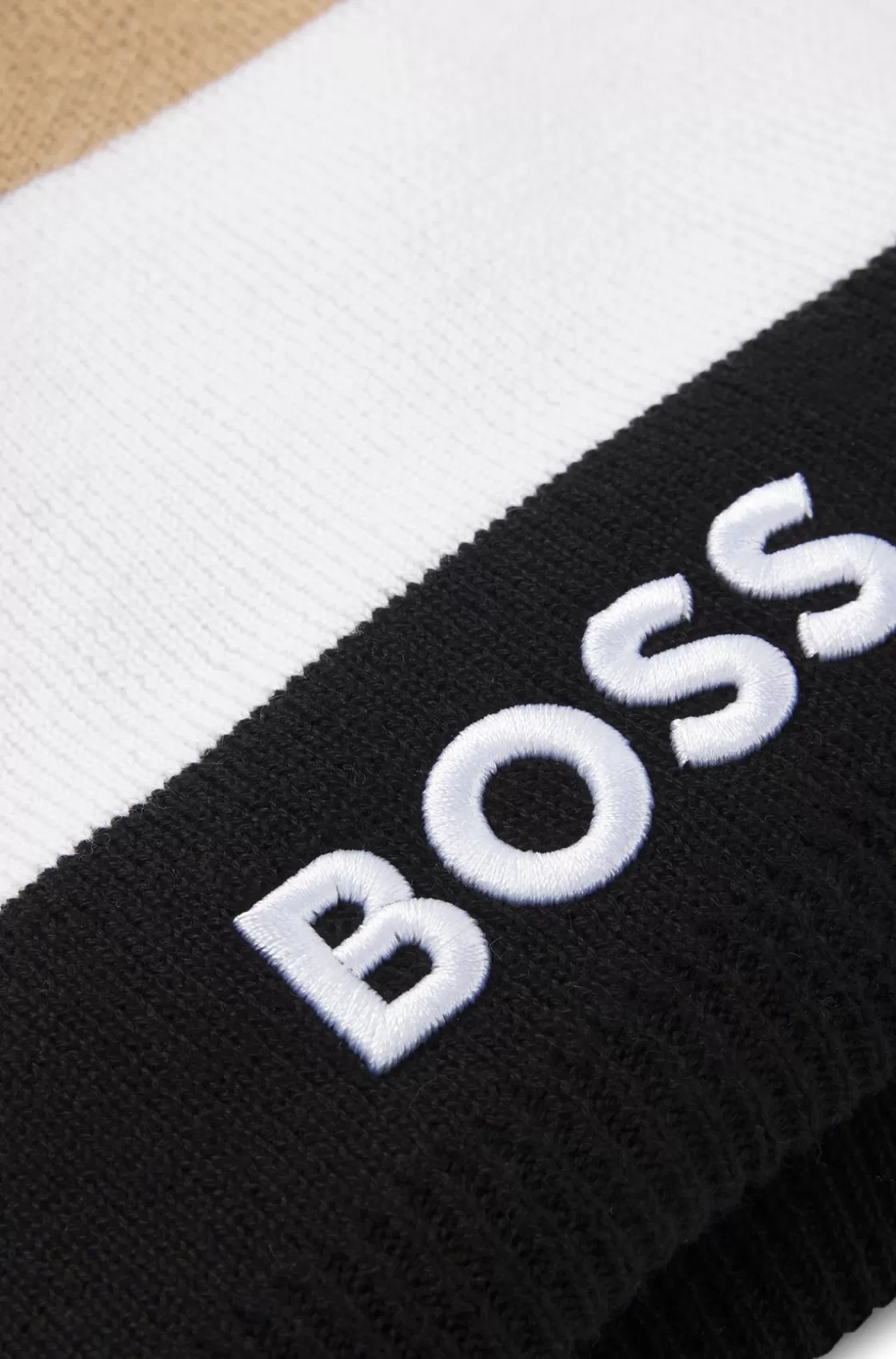 HUGO BOSS Kids' Snood With Signature Stripes And Embroidered Logo Black Fashion