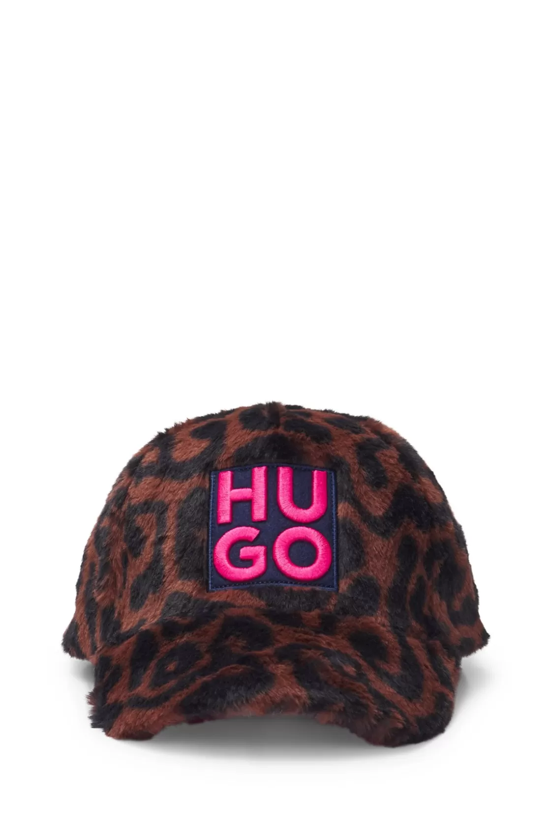HUGO BOSS Kids' Stacked-logo Cap In Cheetah-patterned Faux Fur Pink Discount
