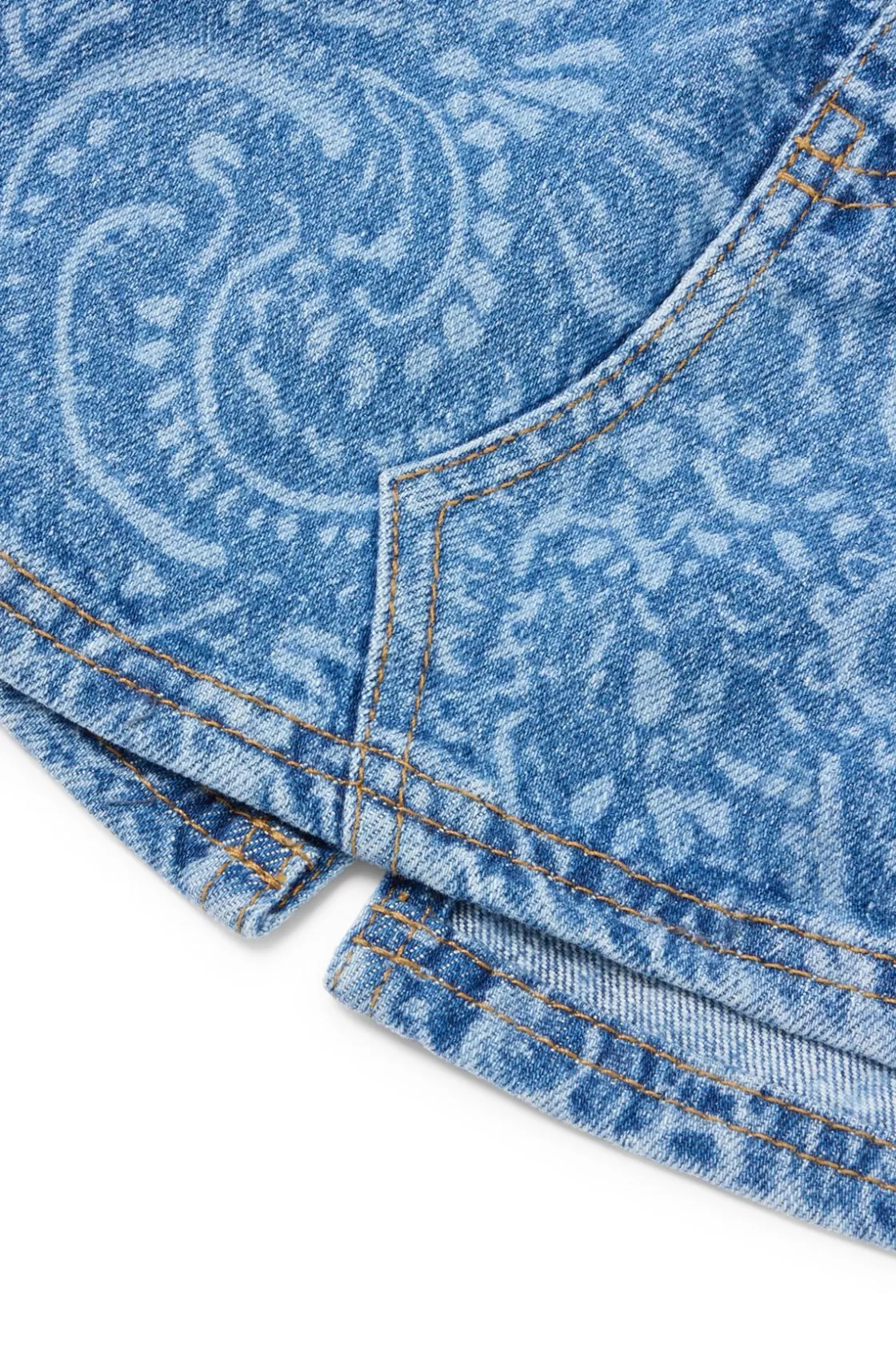 HUGO BOSS Kids' Stretch-denim Mini Skirt With Lasered Paisley Pattern Patterned Clearance