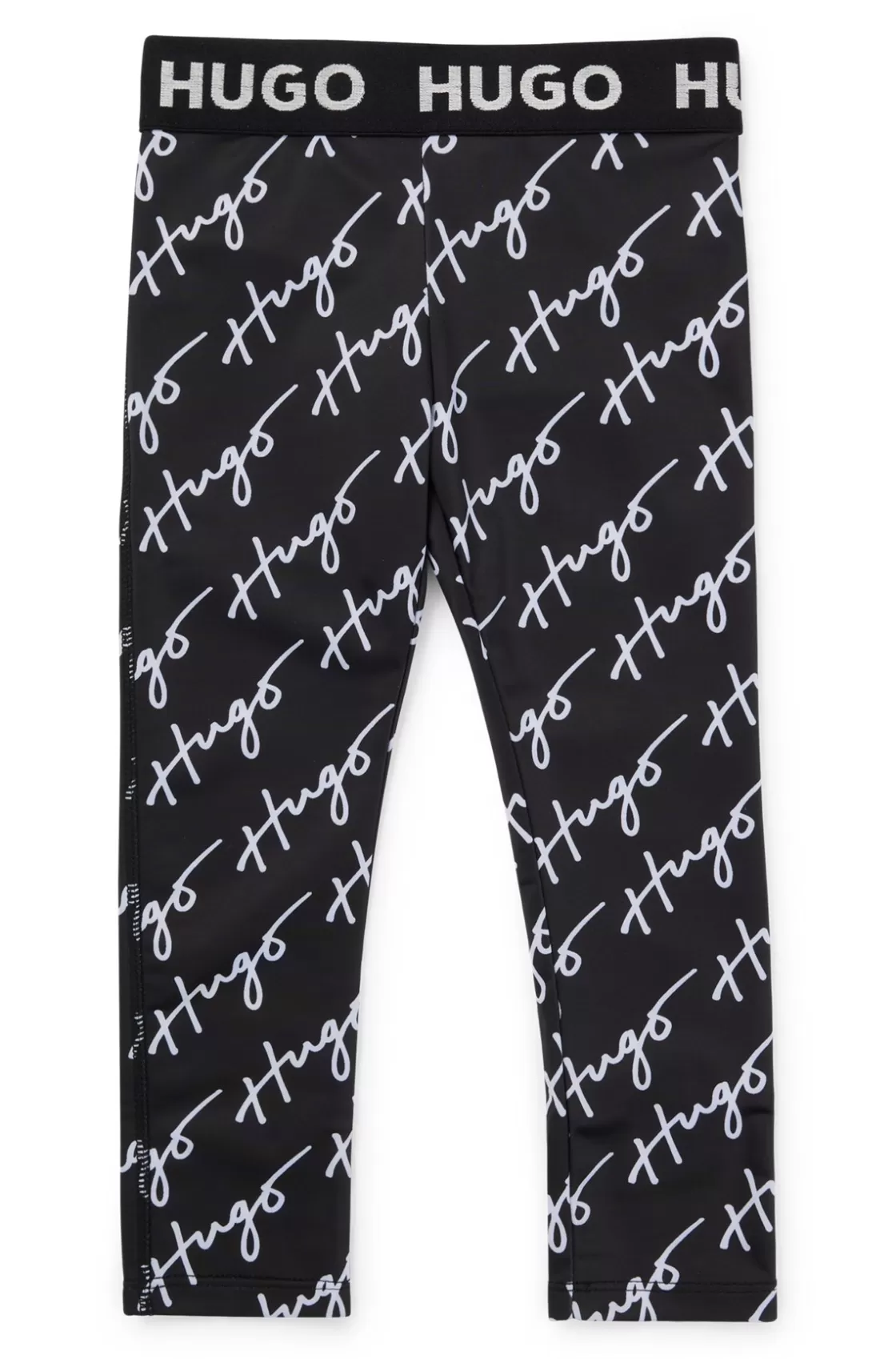 HUGO BOSS Kids' Stretch-jersey Leggings With Handwritten Logos Black Shop