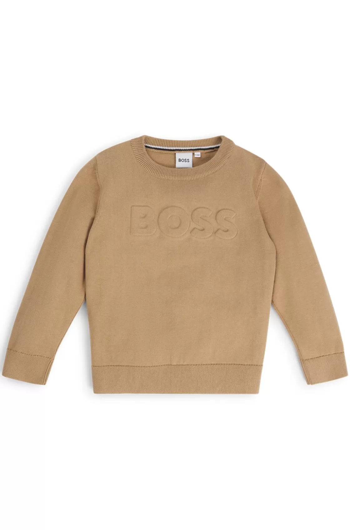 HUGO BOSS Kids' Sweater In Cotton With Embossed Logo Brown Cheap