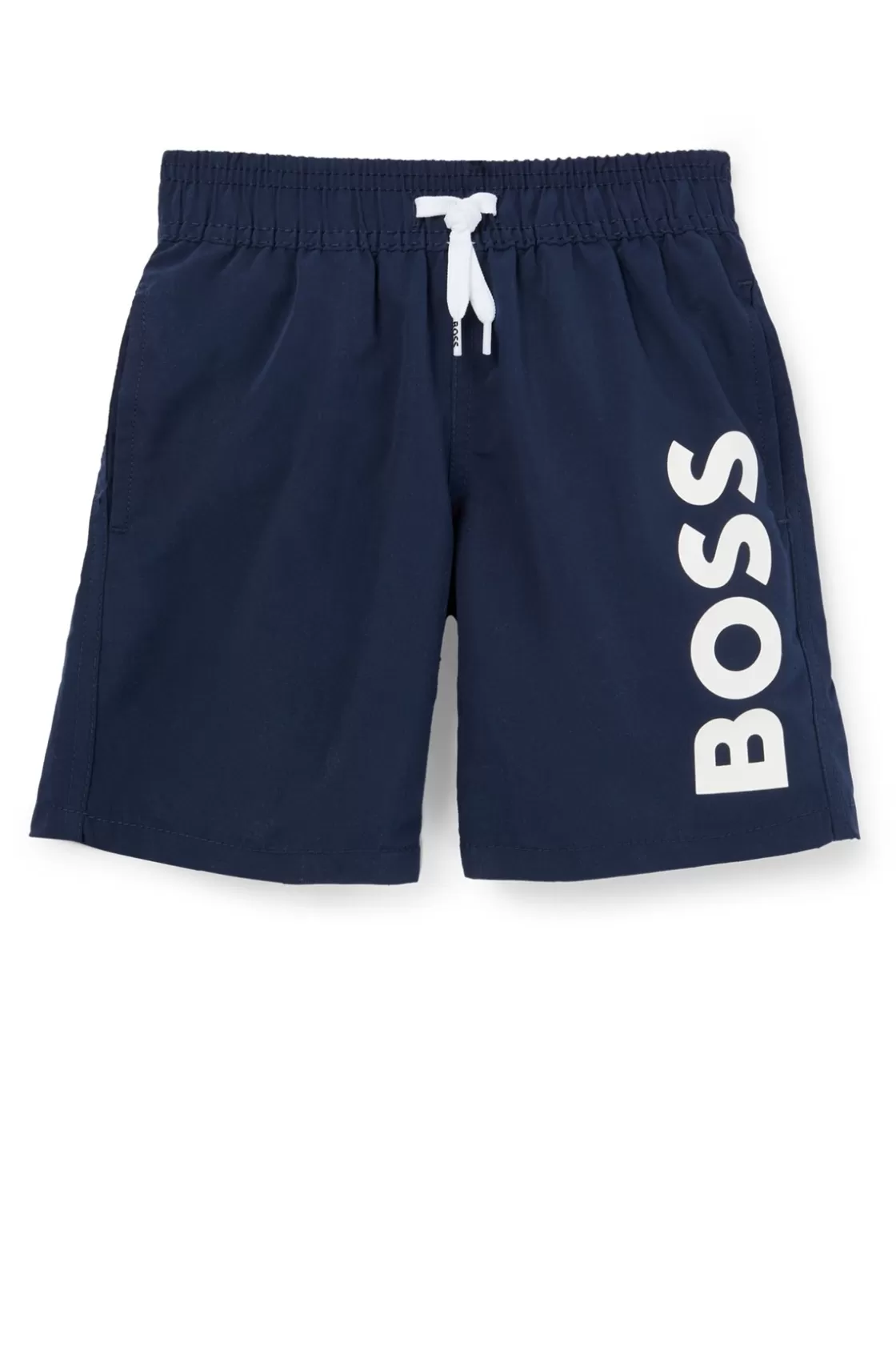HUGO BOSS Kids' Swim Shorts In Peached Fabric With Contrast Logo Dark Blue Best Sale