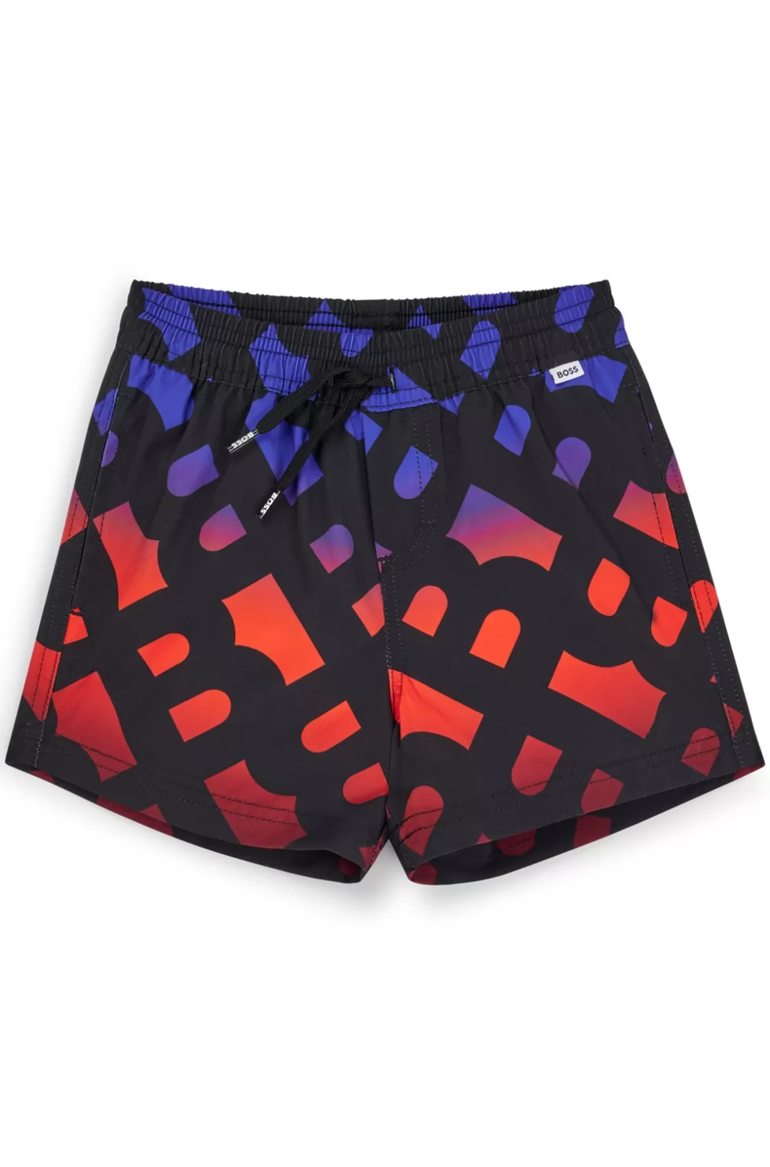 HUGO BOSS Kids' Swim Shorts With Gradient Monogram Print Patterned Cheap