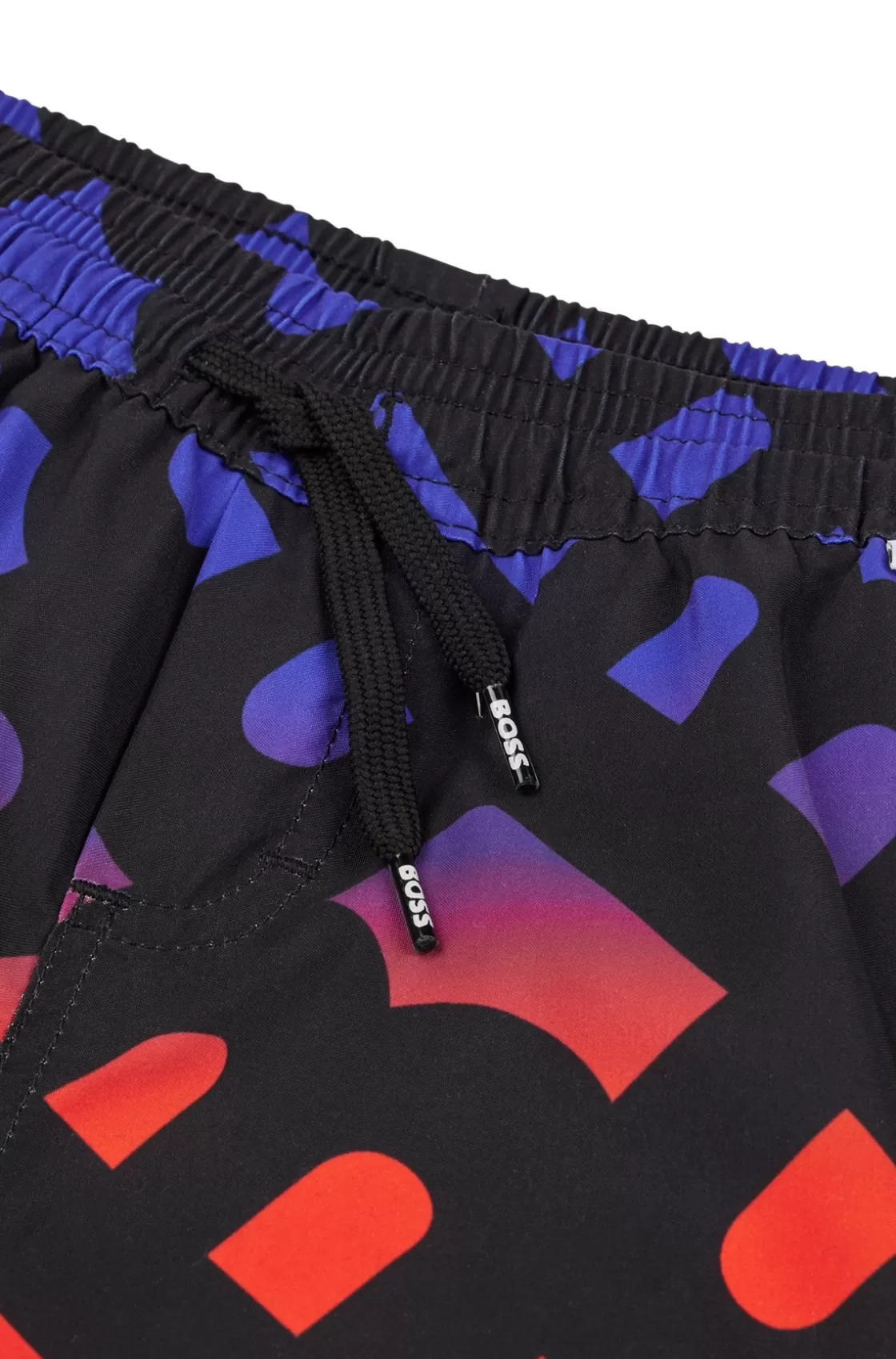 HUGO BOSS Kids' Swim Shorts With Gradient Monogram Print Patterned Cheap
