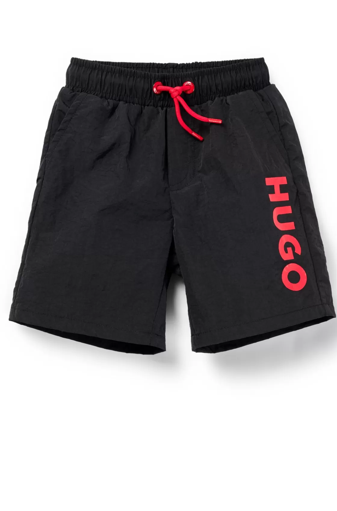 HUGO BOSS Kids' Swim Shorts With Logo Print Black New