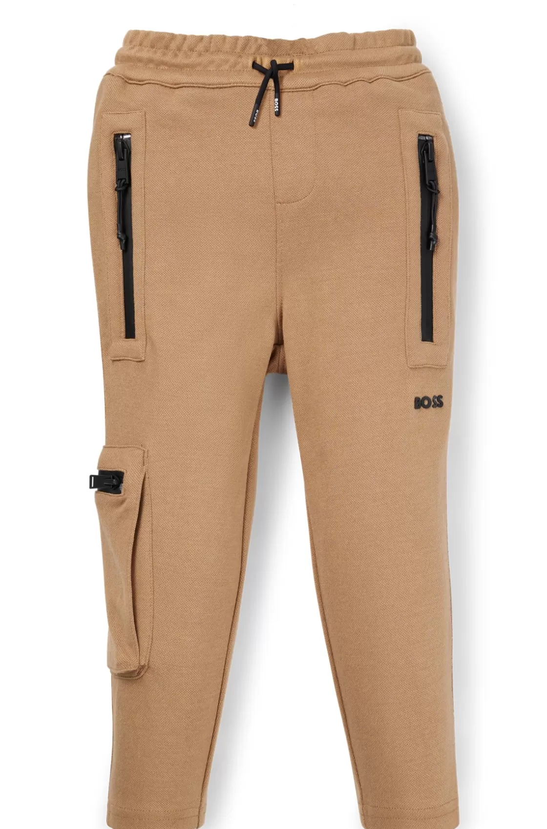 HUGO BOSS Kids' Tracksuit Bottoms In Stretch Piqué With Patch Pocket Brown Store