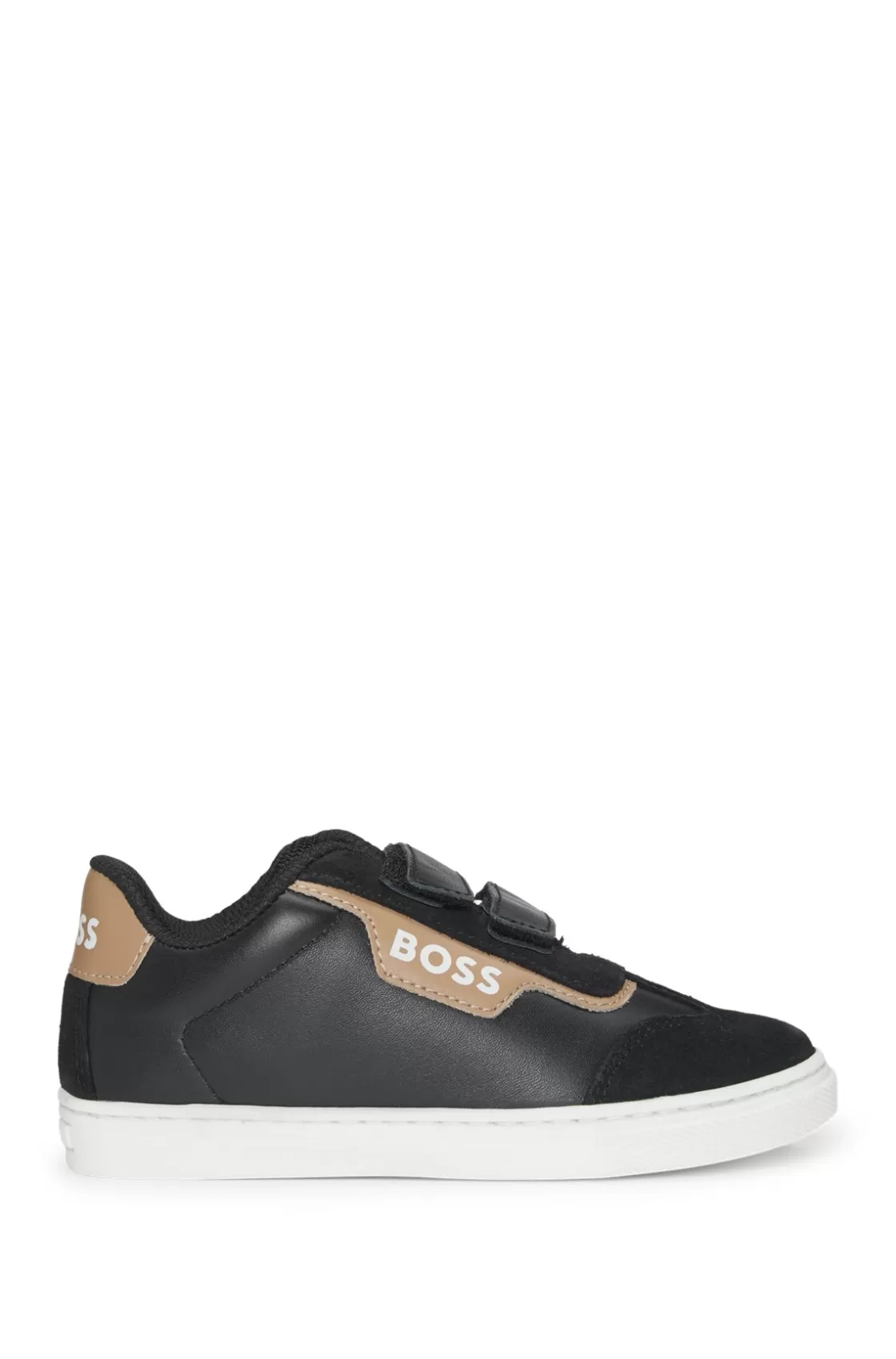 HUGO BOSS Kids' Trainers In Leather And Mesh Black Outlet
