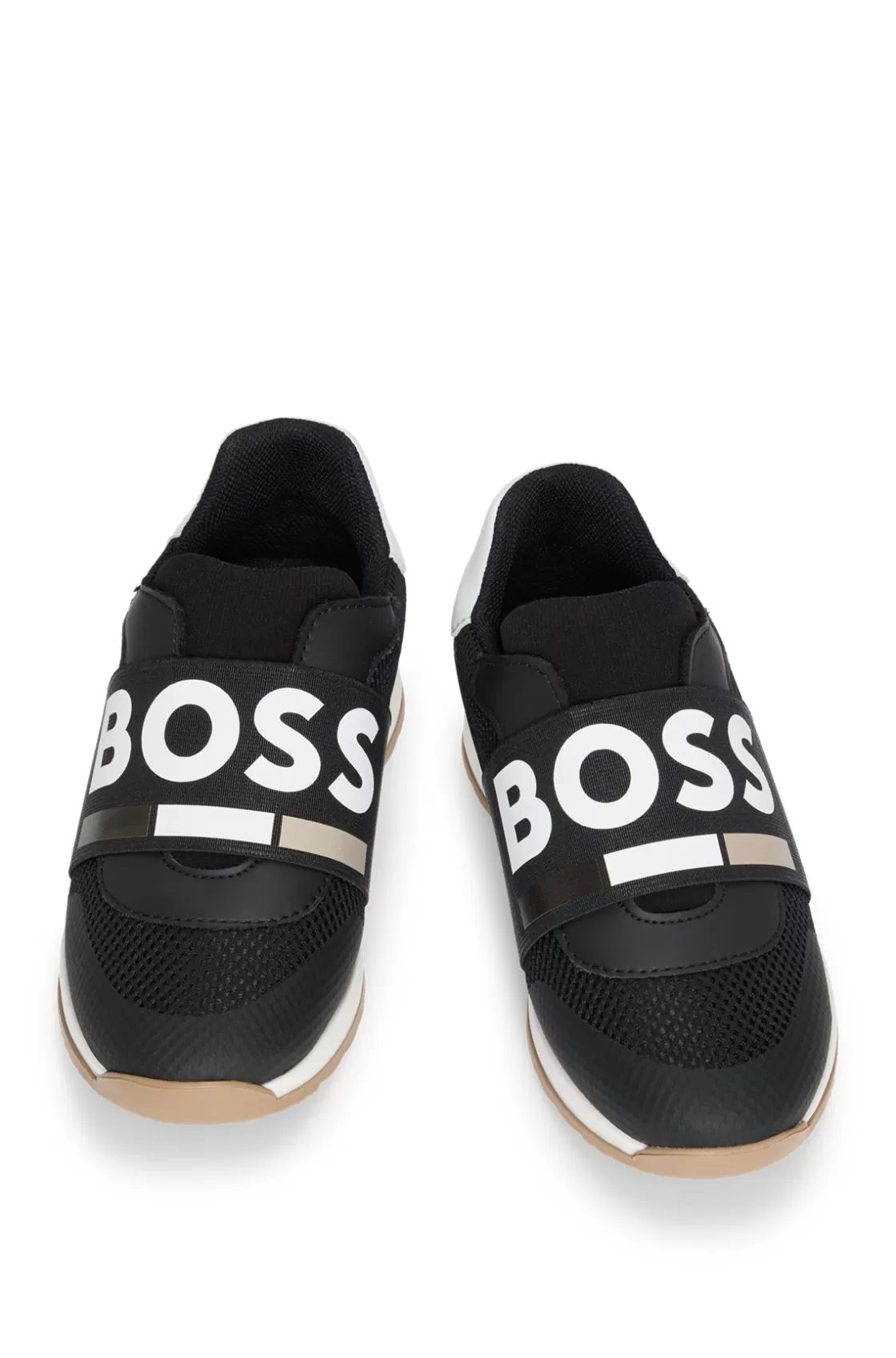 HUGO BOSS Kids' Trainers In Leather And Mesh With Logo Elastic Black Online