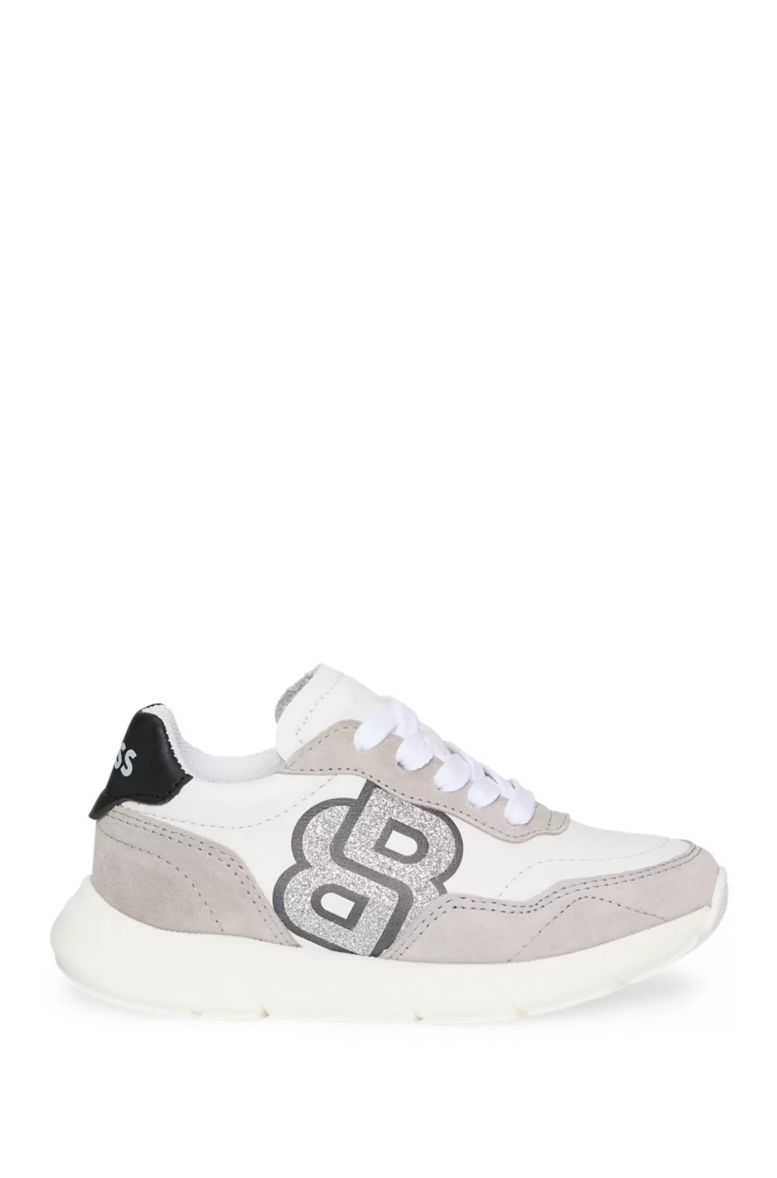 HUGO BOSS Kids' Trainers In Leather With Double B Monogram White Best Sale