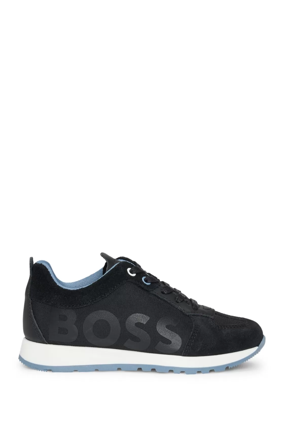 HUGO BOSS Kids' Trainers In Mixed Materials With Leather Trims Black Outlet