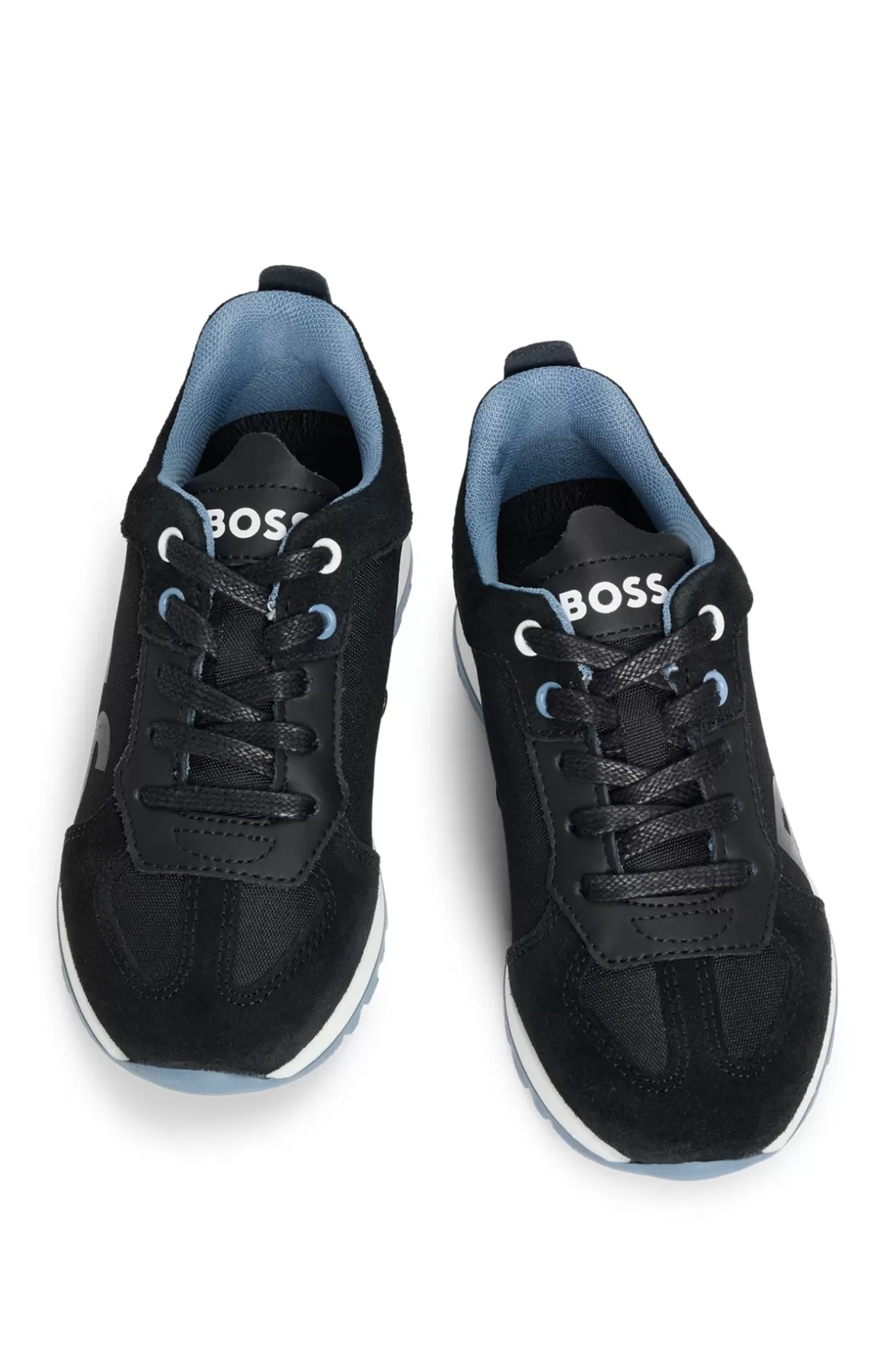 HUGO BOSS Kids' Trainers In Mixed Materials With Leather Trims Black Outlet