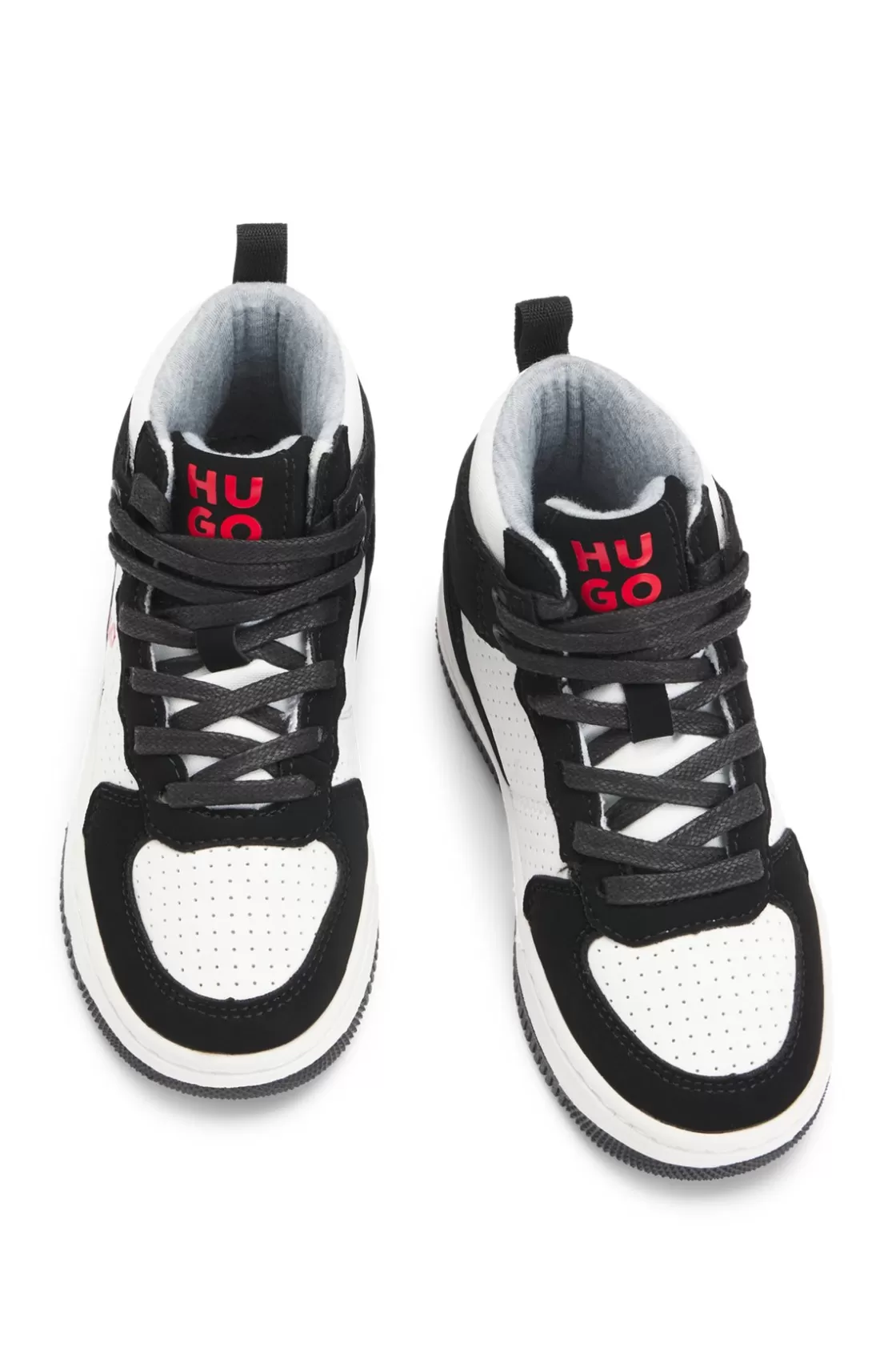 HUGO BOSS Kids' Trainers In Mixed Materials With Mesh Trims White Discount