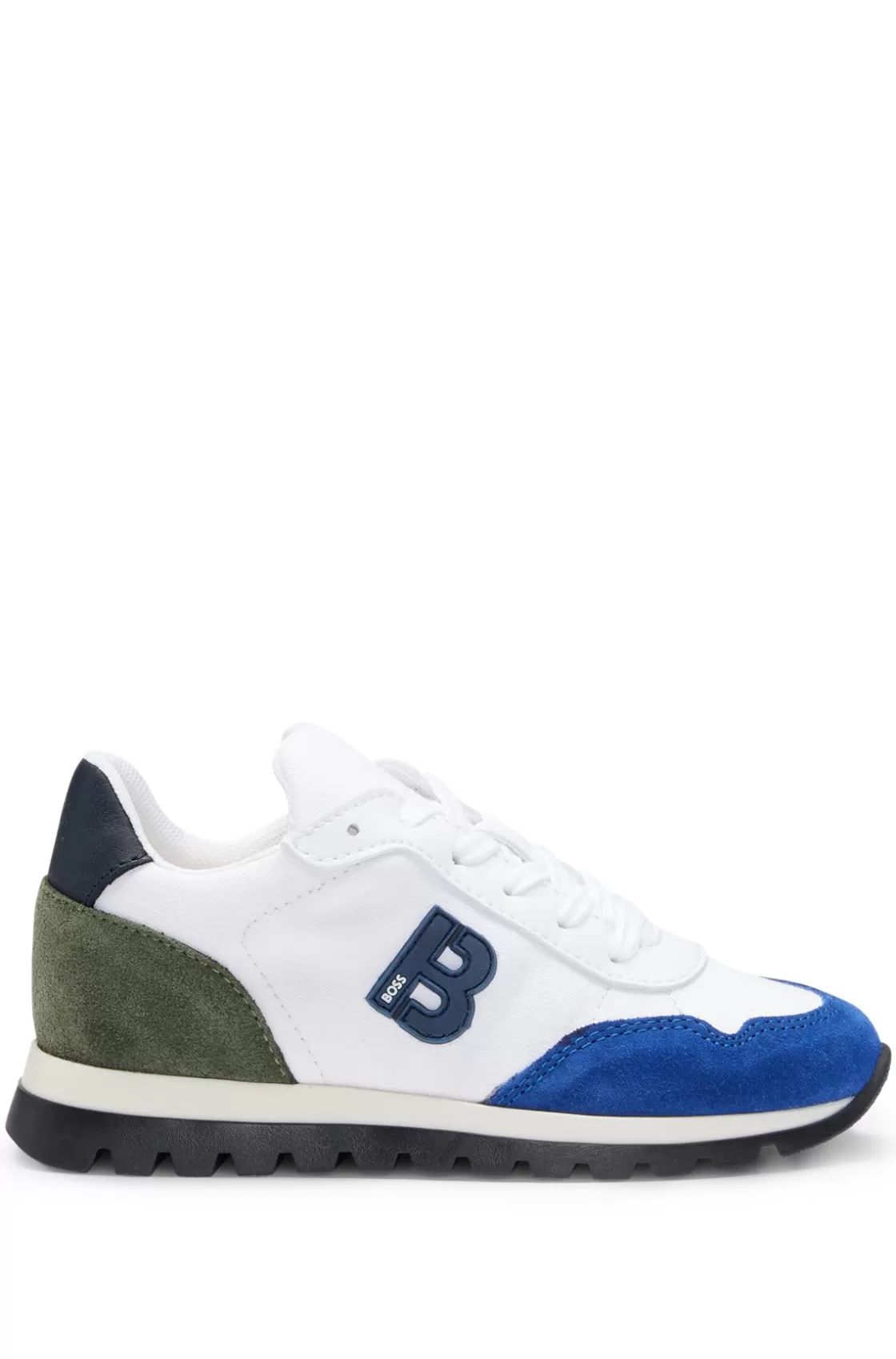 HUGO BOSS Kids' Trainers In Mixed Materials With Monogram Detail White Discount
