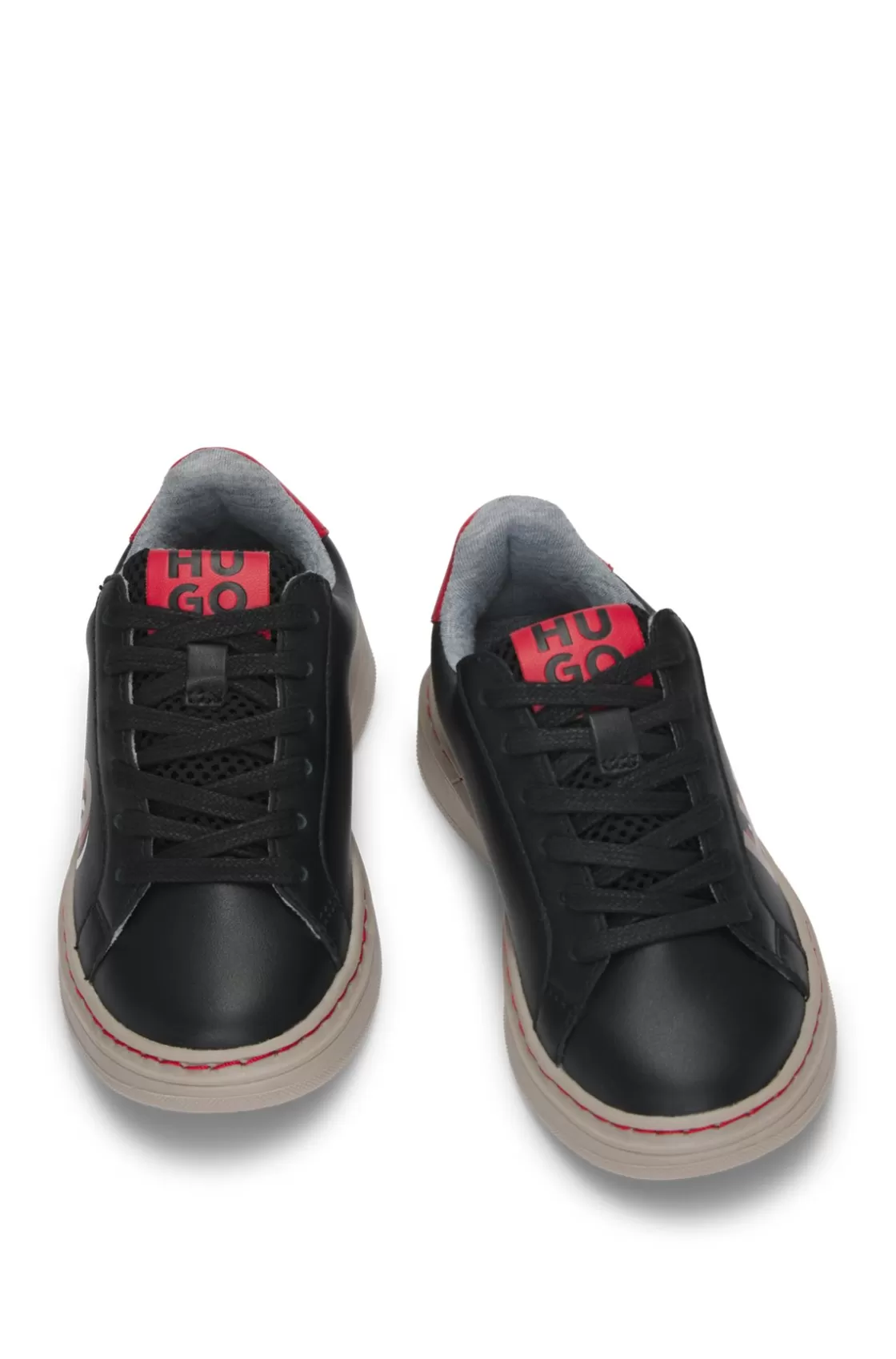 HUGO BOSS Kids' Trainers In Mixed Materials With Nappa Leather Black Discount