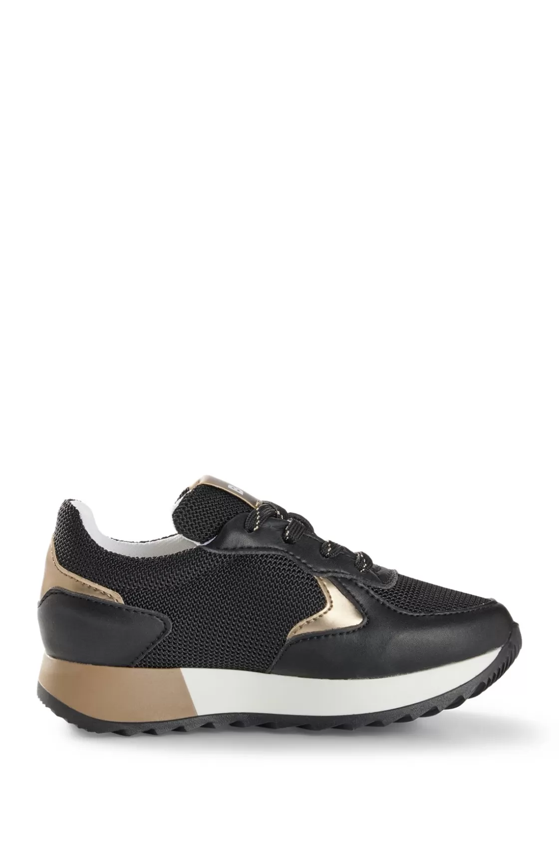 HUGO BOSS Kids' Trainers With Faux Leather And Mesh Black Hot