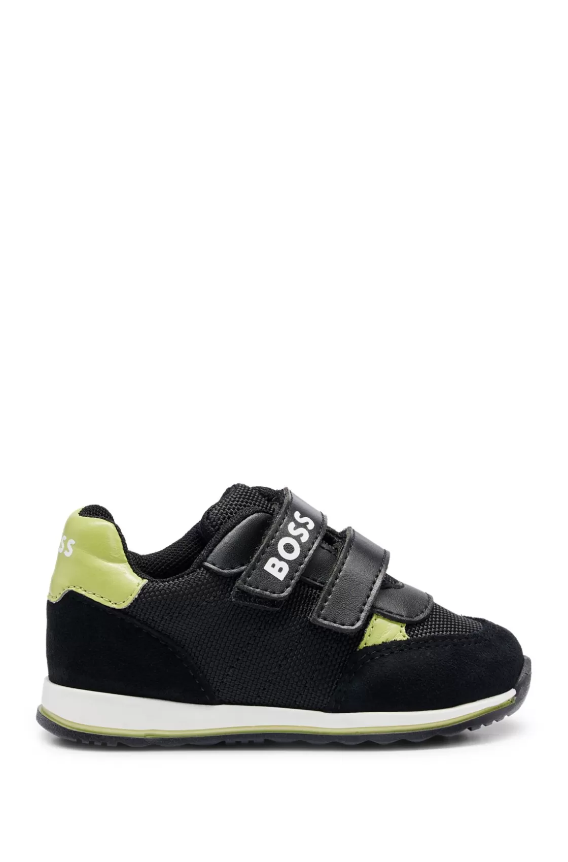 HUGO BOSS Kids' Trainers With Touch Closures And Logo Details Black Clearance