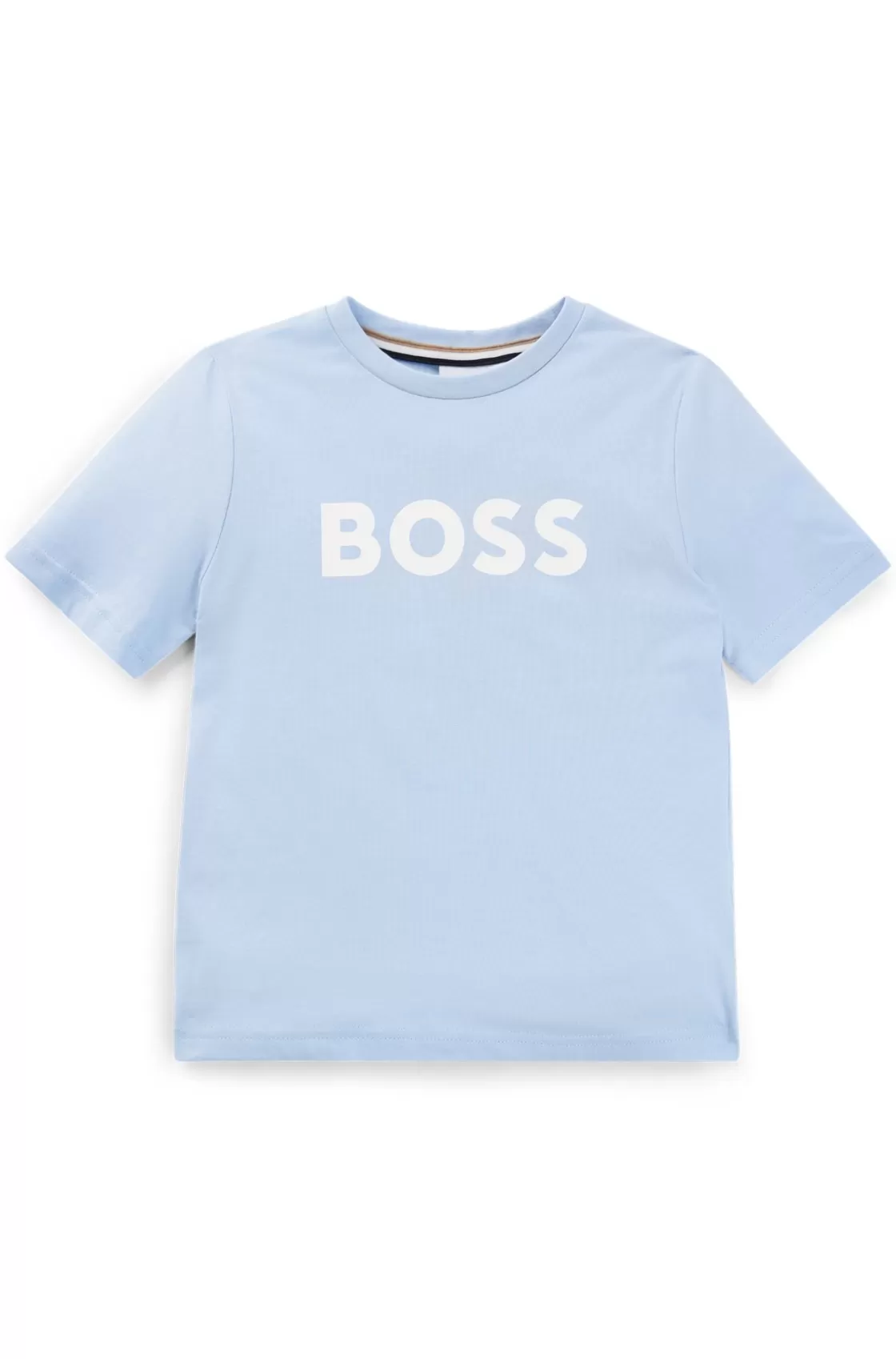 HUGO BOSS Kids' T-shirt In Cotton Jersey With Logo Print Light Blue Hot
