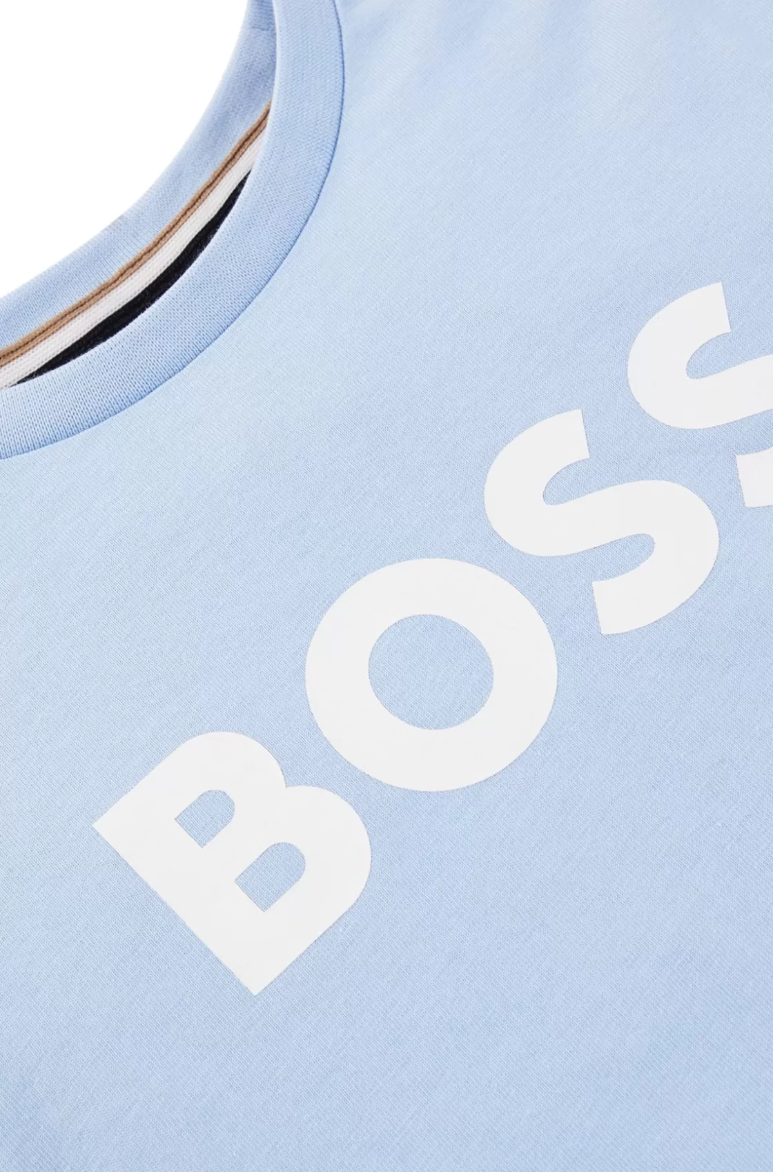 HUGO BOSS Kids' T-shirt In Cotton Jersey With Logo Print Light Blue Hot