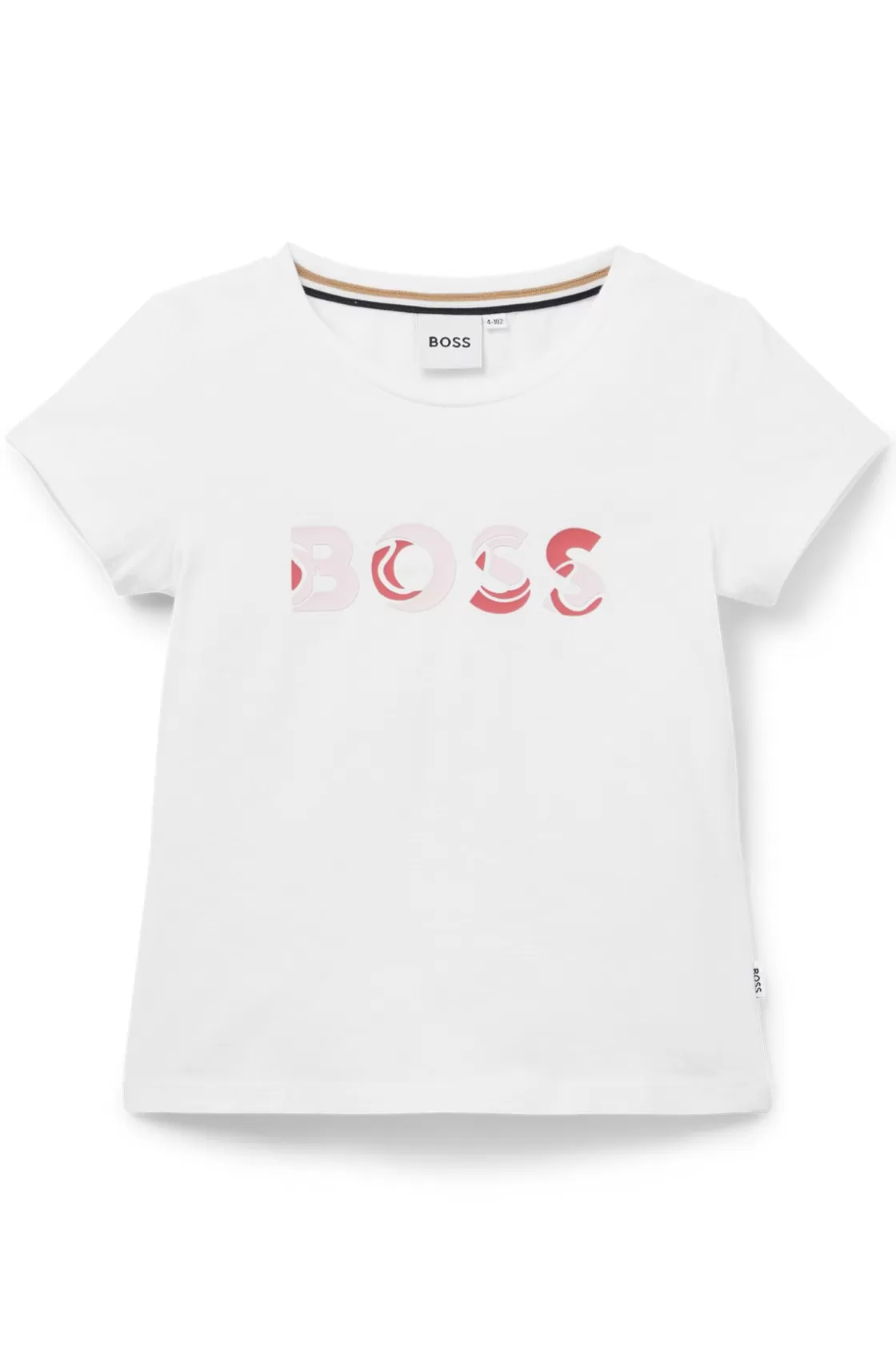 HUGO BOSS Kids' T-shirt In Stretch Cotton With Logo Print White Clearance