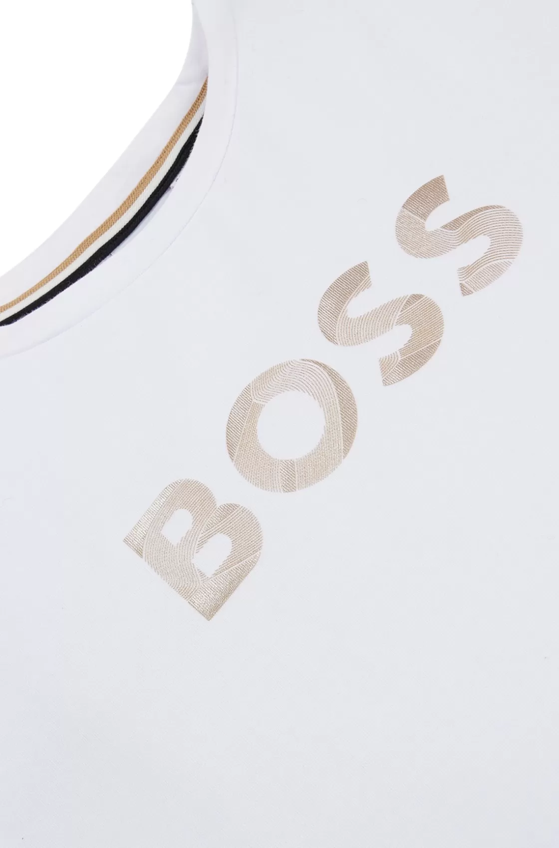 HUGO BOSS Kids' T-shirt In Stretch Cotton With Metallic Logo Print White Outlet