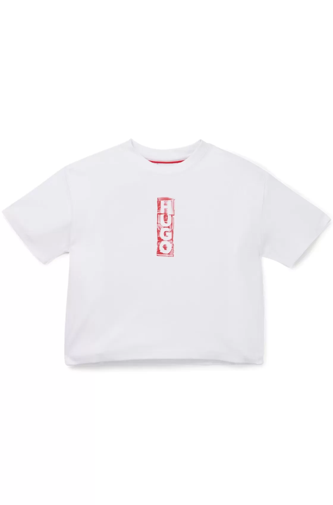 HUGO BOSS Kids' T-shirt In Stretch Jersey With Marker-style Logos White Cheap