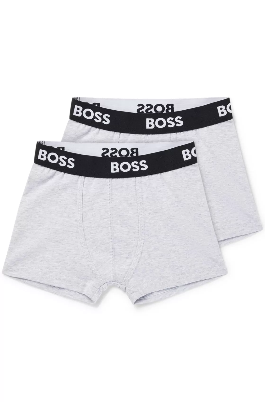 HUGO BOSS Kids' Two-pack Of Boxer Shorts In Stretch Cotton Light Grey Clearance