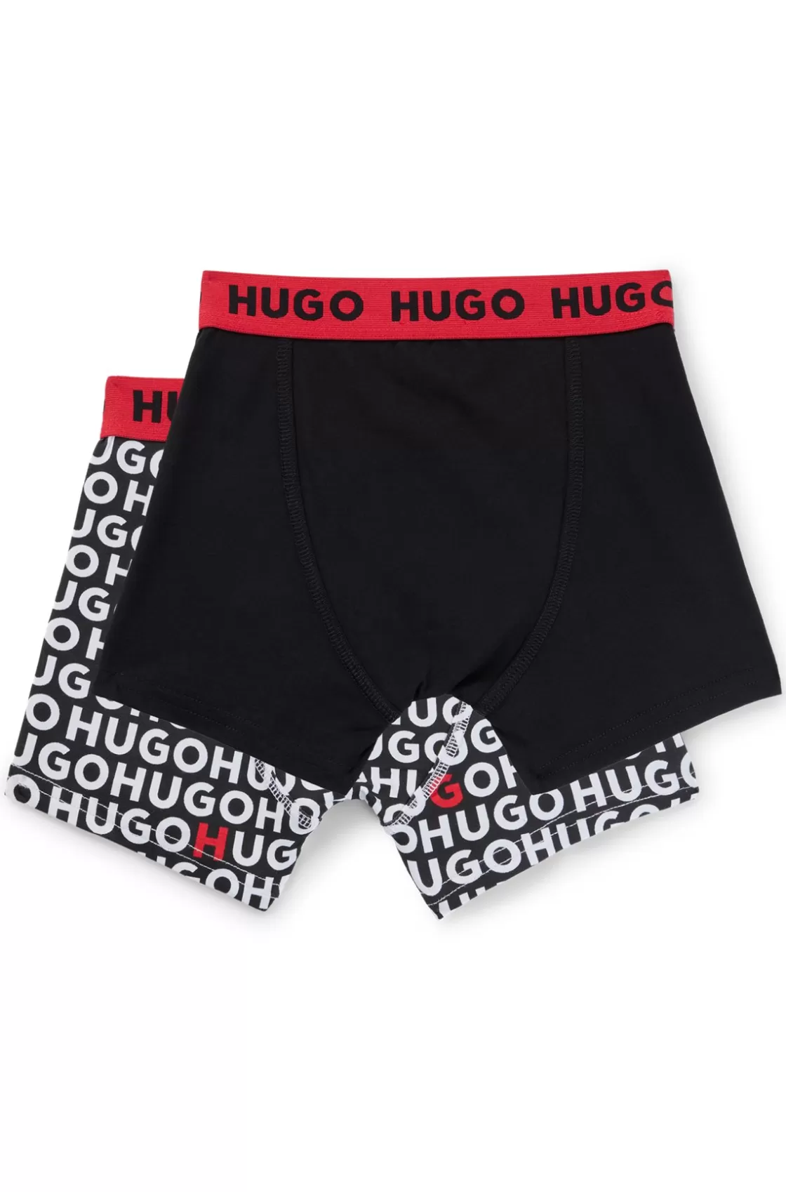 HUGO BOSS Kids' Two-pack Of Stretch-cotton Boxer Shorts Black Hot