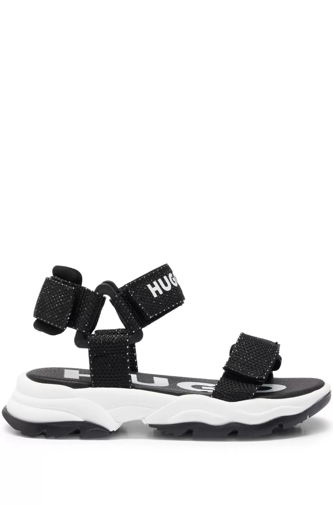 HUGO BOSS Kids' Two-tone Sandals With Branded Strap Black Cheap