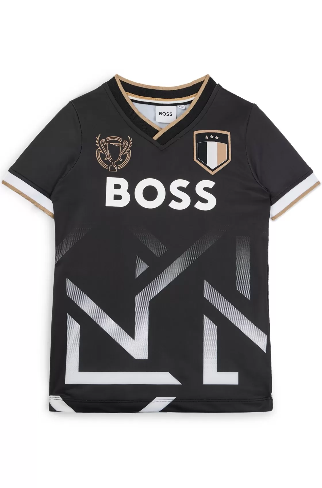 HUGO BOSS Kids' V-neck T-shirt With Degradé Artwork Black Cheap
