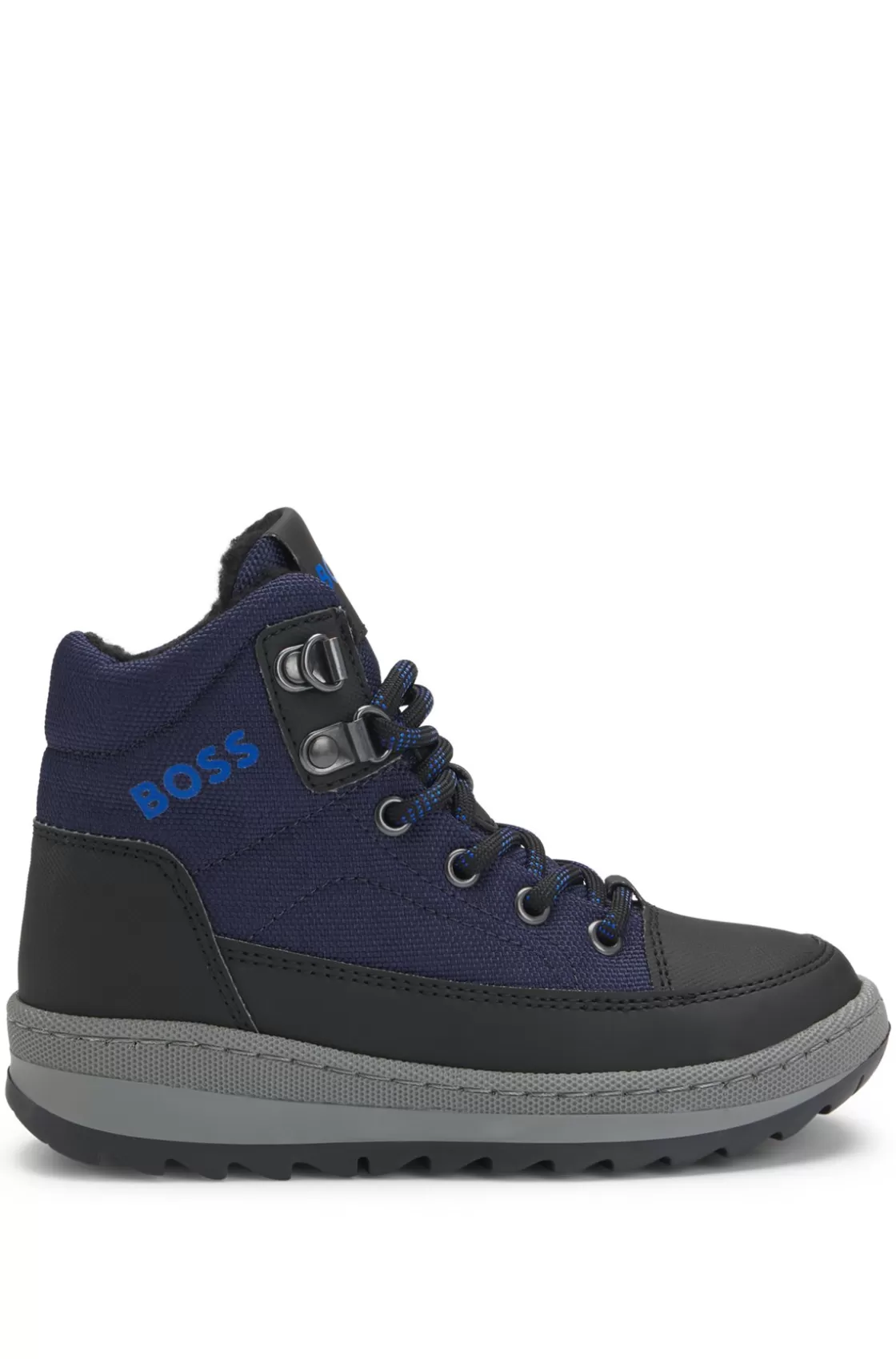 HUGO BOSS Kids' Water-repellent Boots With Faux-shearling Lining Dark Blue Shop