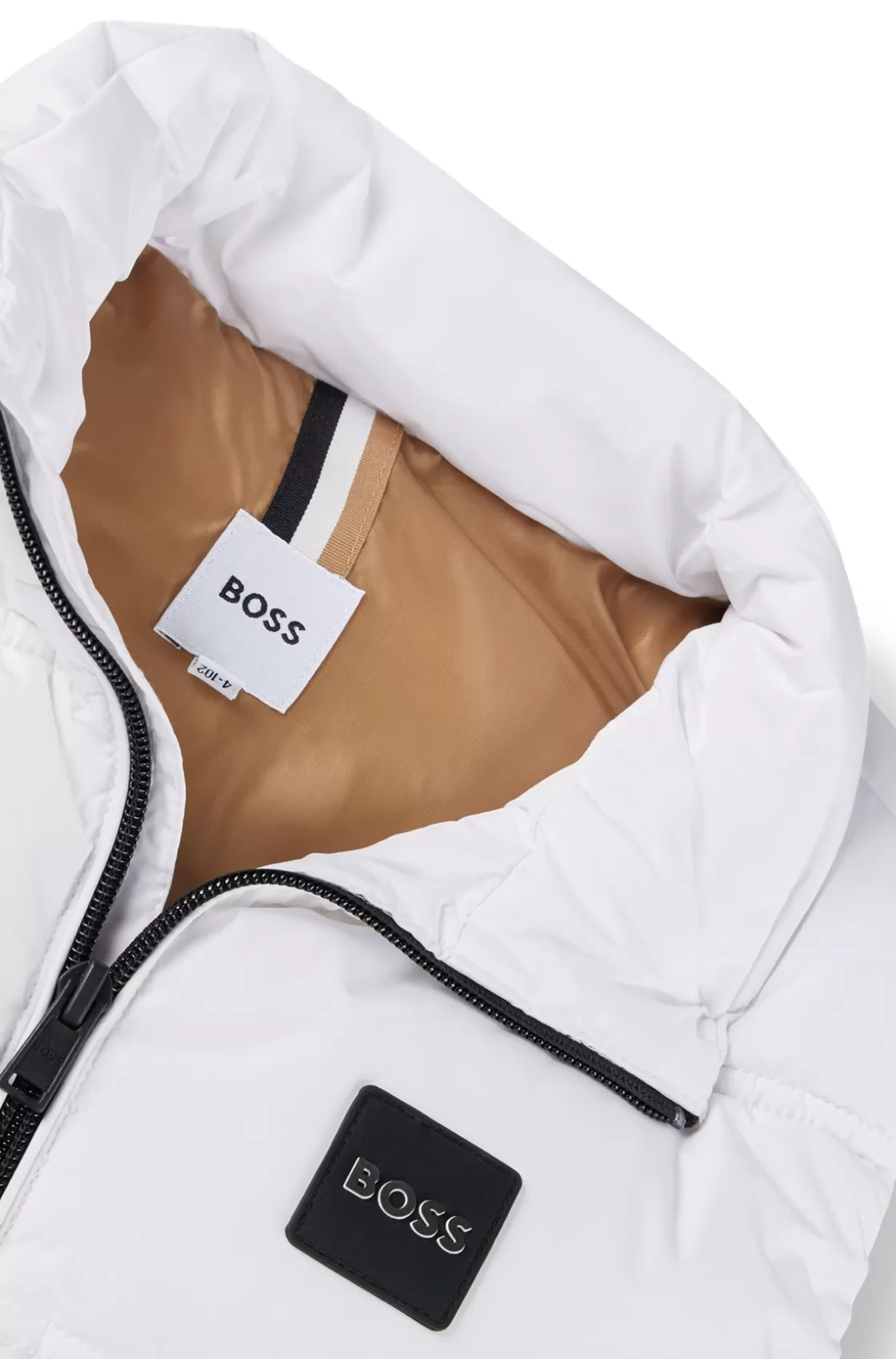 HUGO BOSS Kids' Water-repellent Gilet With Logo Details White Hot