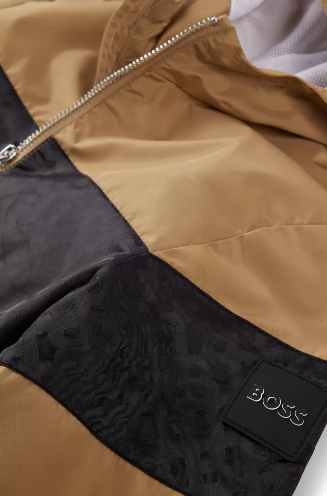 HUGO BOSS Kids' Water-repellent Hooded Windbreaker With Monogram Detailing Brown Online