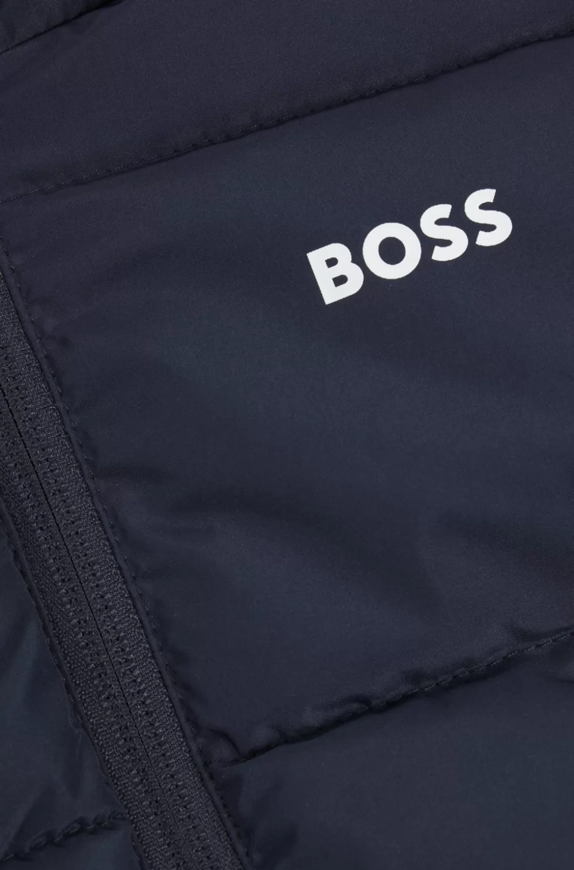 HUGO BOSS Kids' Water-repellent Padded Jacket With Logo Print Dark Blue Flash Sale