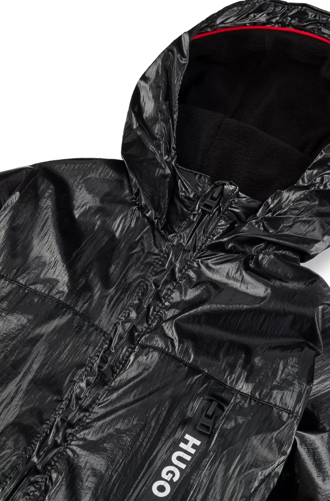 HUGO BOSS Kids' Windbreaker In Film-coated Fabric With Rear Logo Black Fashion