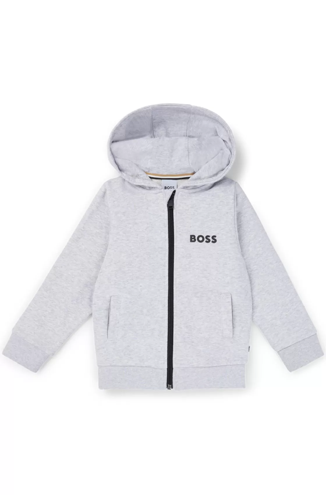 HUGO BOSS Kids' Zip-up Hoodie With Contrast Logo Light Grey Flash Sale