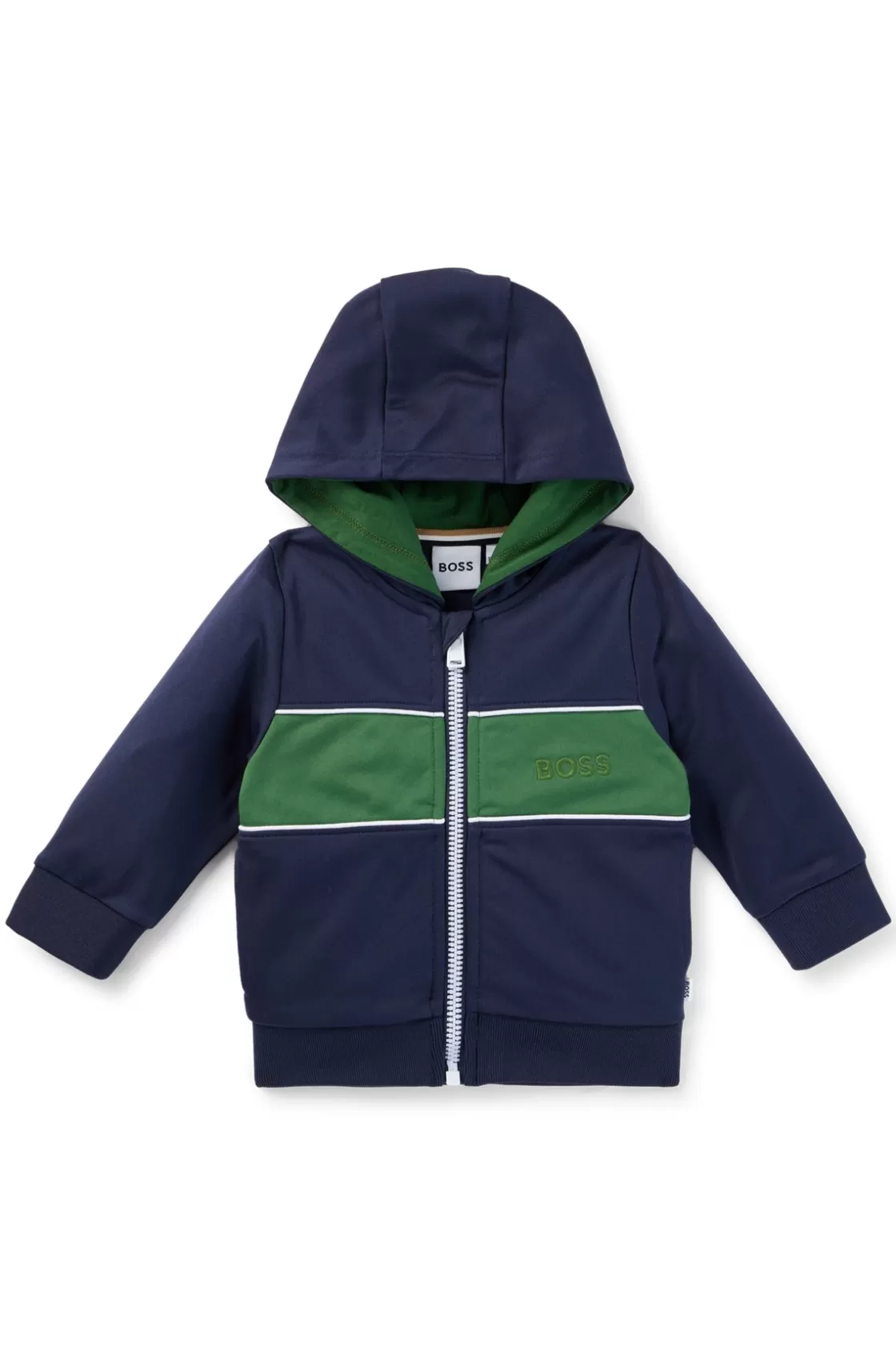 HUGO BOSS Kids' Zip-up Hoodie With Embroidered Logo Dark Blue Flash Sale