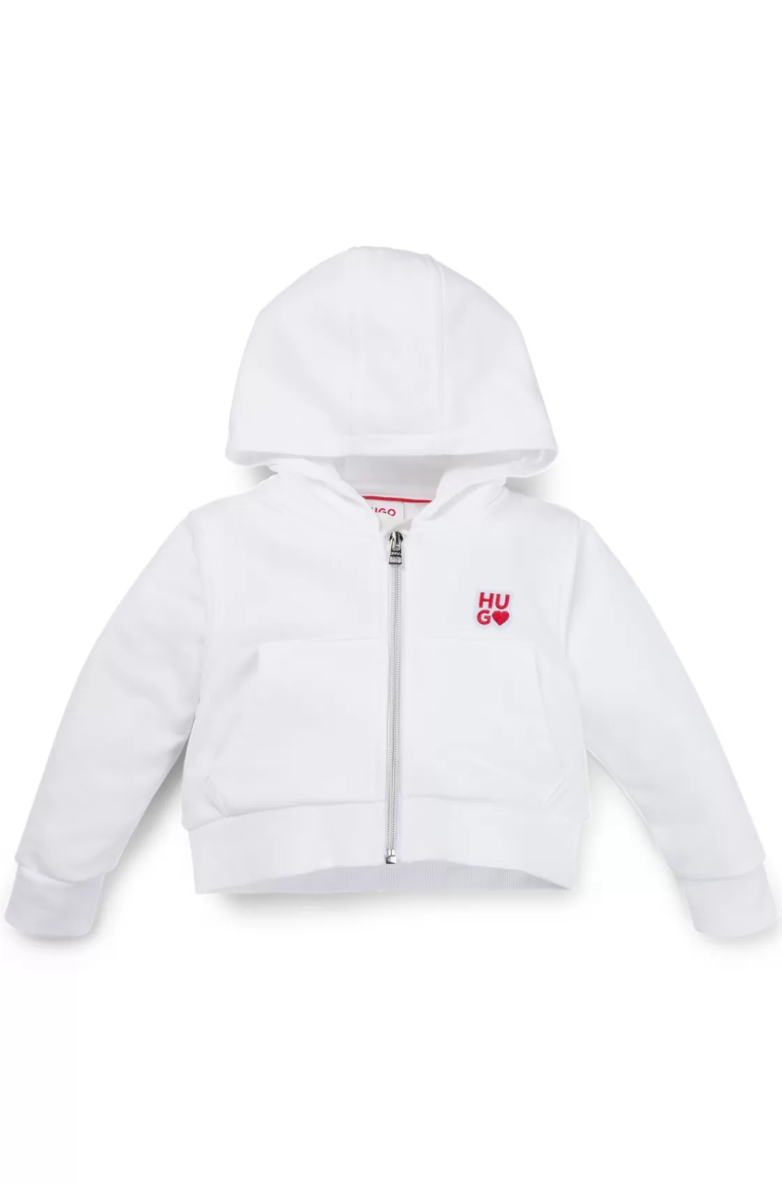 HUGO BOSS Kids' Zip-up Hoodie With Logo Details White Cheap