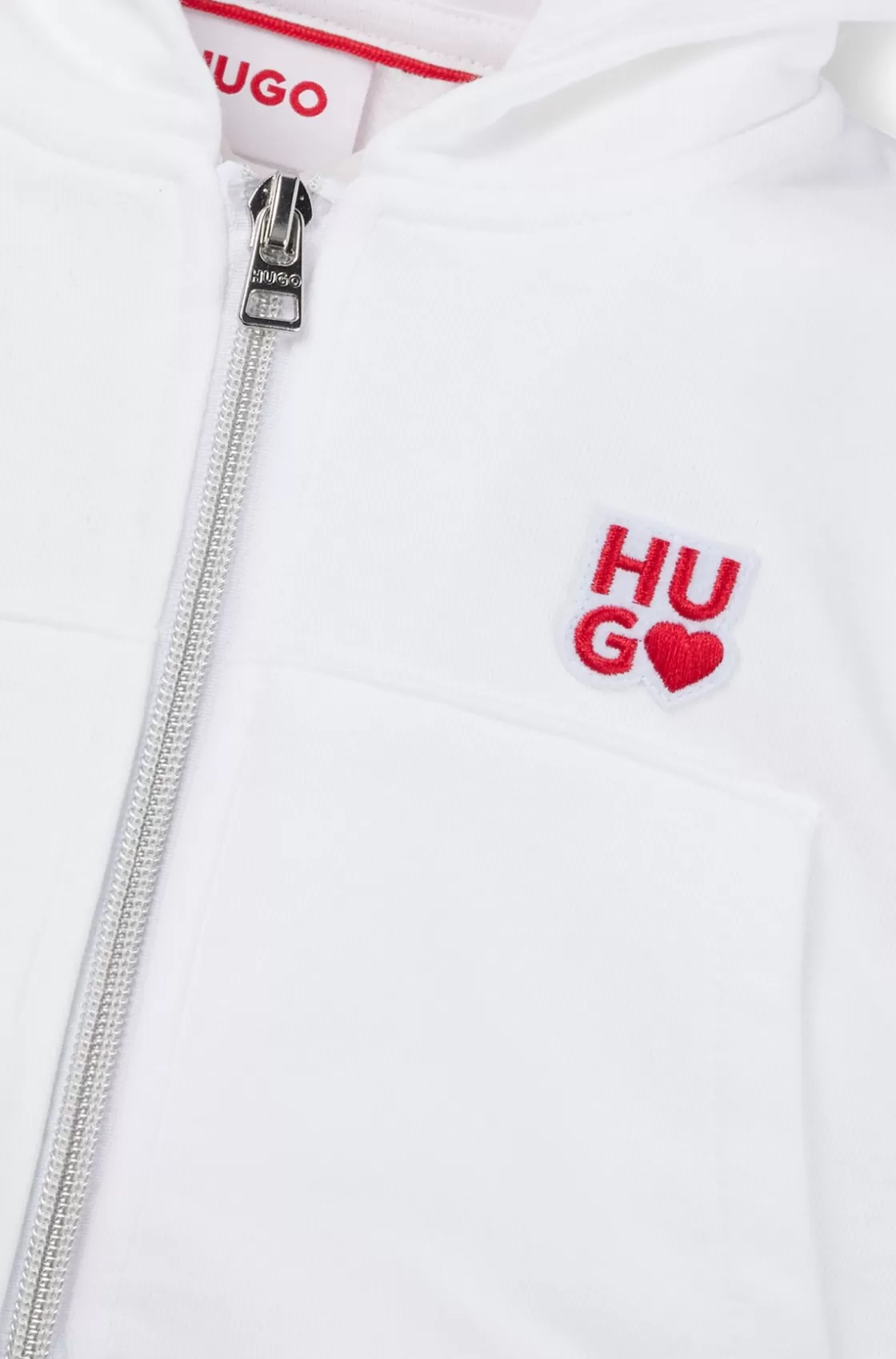 HUGO BOSS Kids' Zip-up Hoodie With Logo Details White Cheap