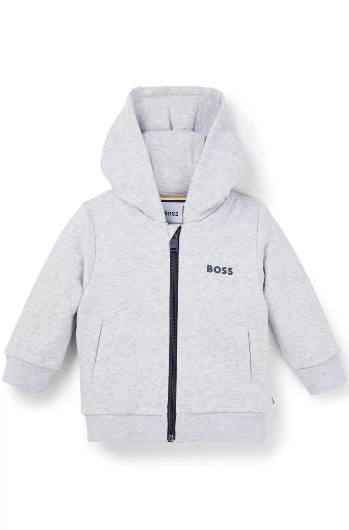 HUGO BOSS Kids' Zip-up Hoodie With Logo Print Light Grey Sale