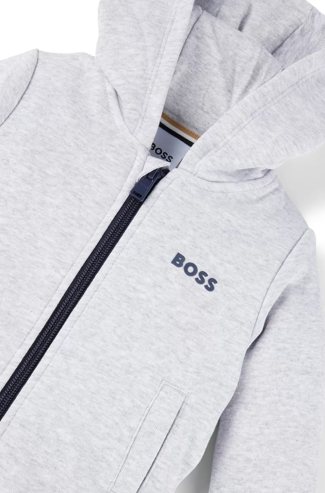 HUGO BOSS Kids' Zip-up Hoodie With Logo Print Light Grey Sale