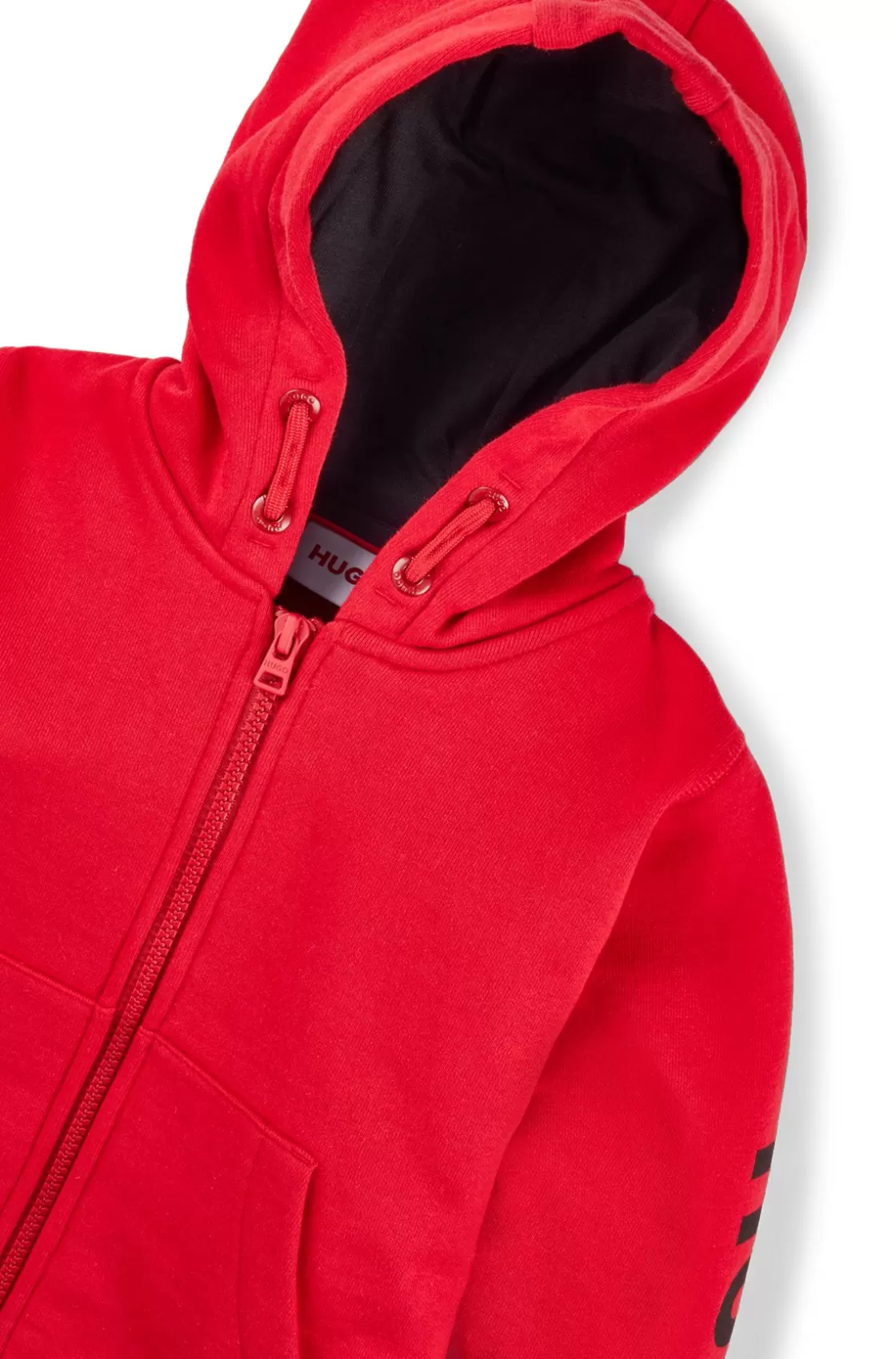 HUGO BOSS Kids' Zip-up Hoodie With Logo Print Red Hot