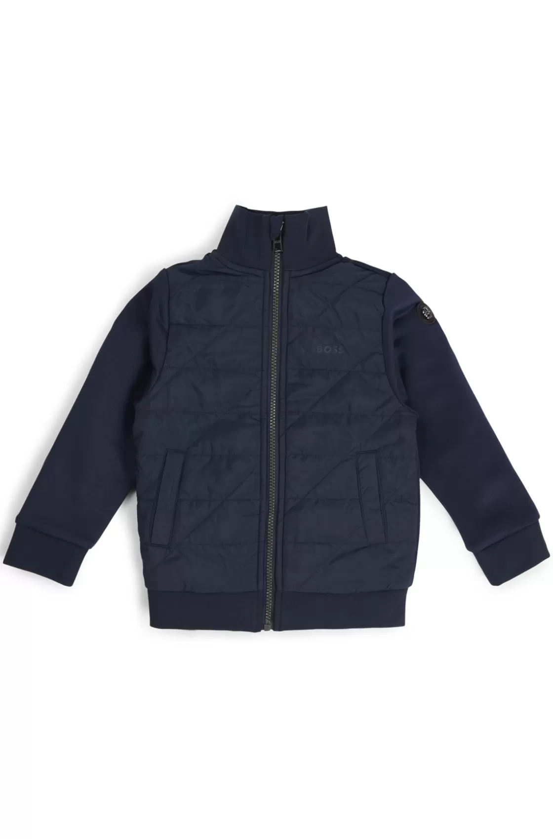 HUGO BOSS Kids' Zip-up Jacket With Double B Monogram Dark Blue Cheap