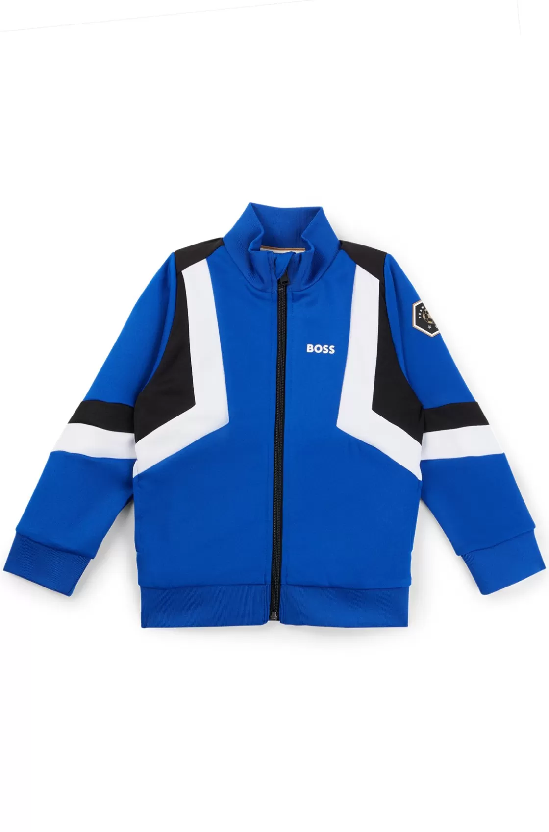 HUGO BOSS Kids' Zip-up Jacket With Stripes And Logo Details Blue Clearance