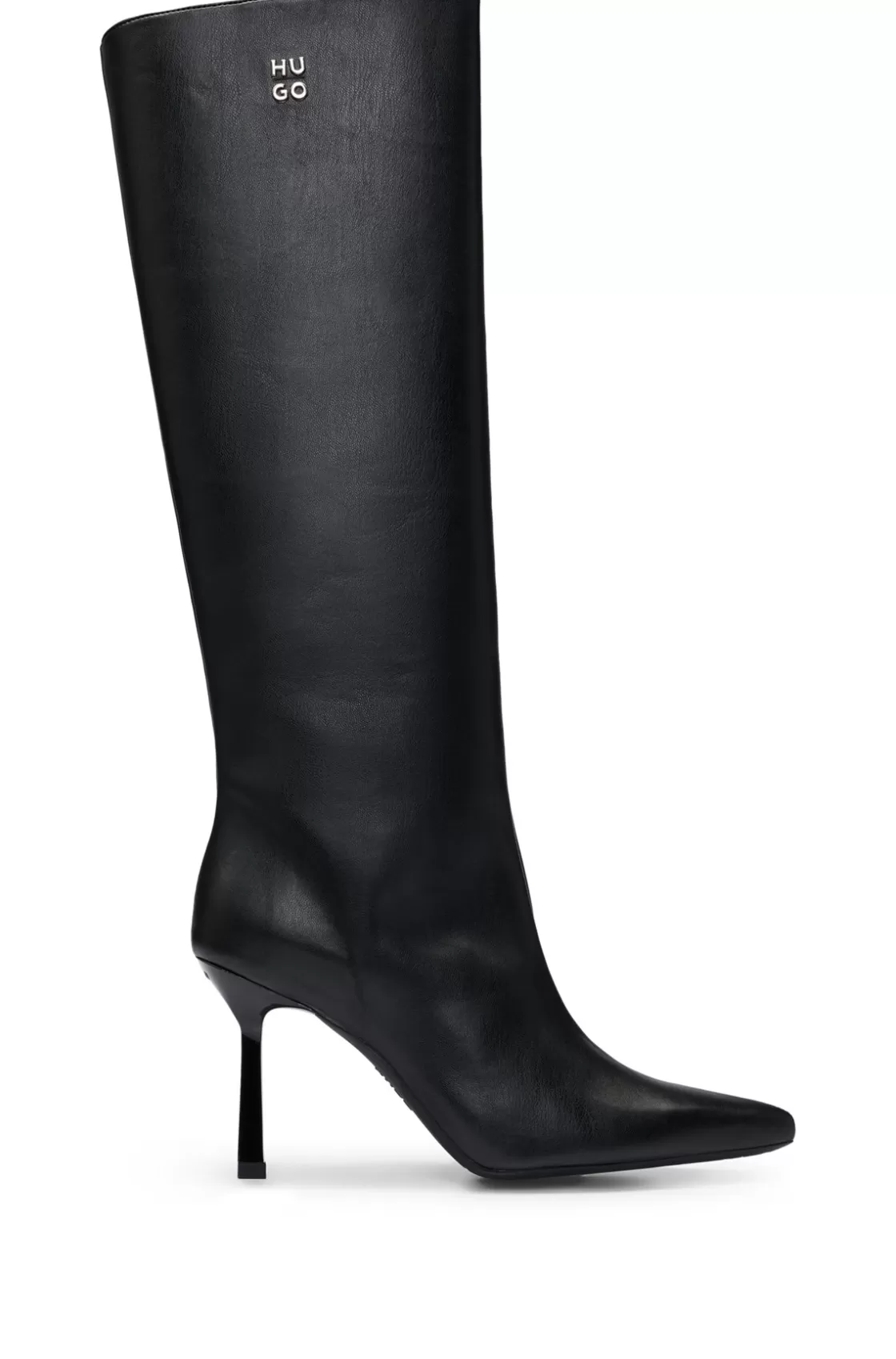 HUGO BOSS Knee-high Boots In Nappa Leather With Stacked Logo Black Cheap