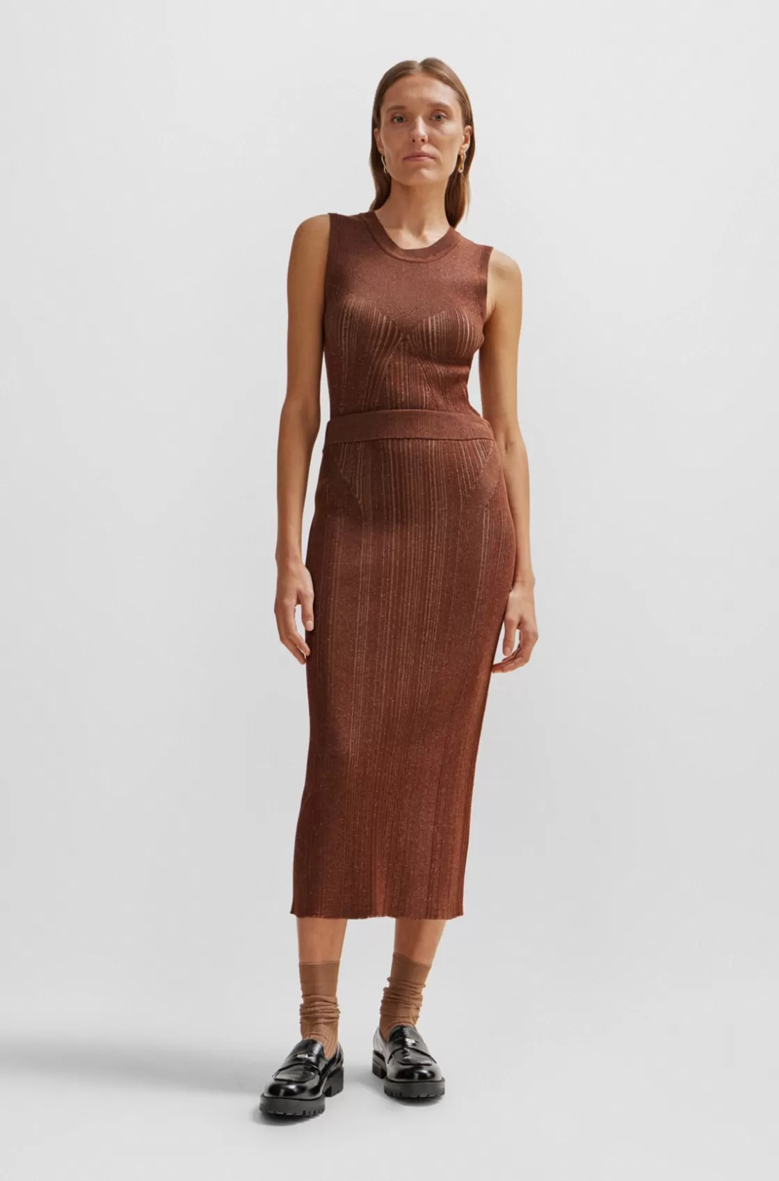 HUGO BOSS Knitted Pencil Skirt With Ribbed Structure Patterned Cheap