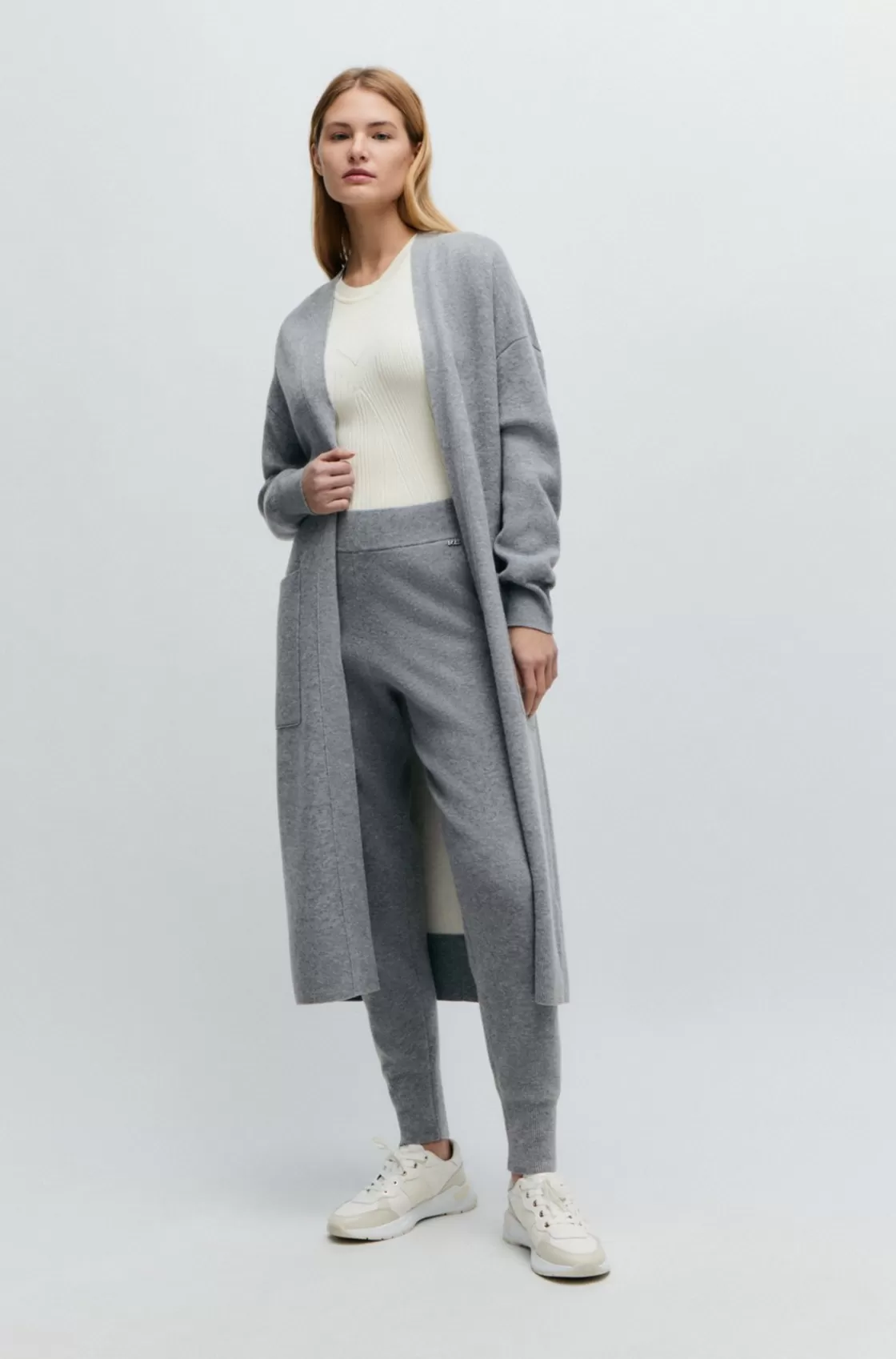 HUGO BOSS Knitted Trousers In Wool And Cashmere Silver Store