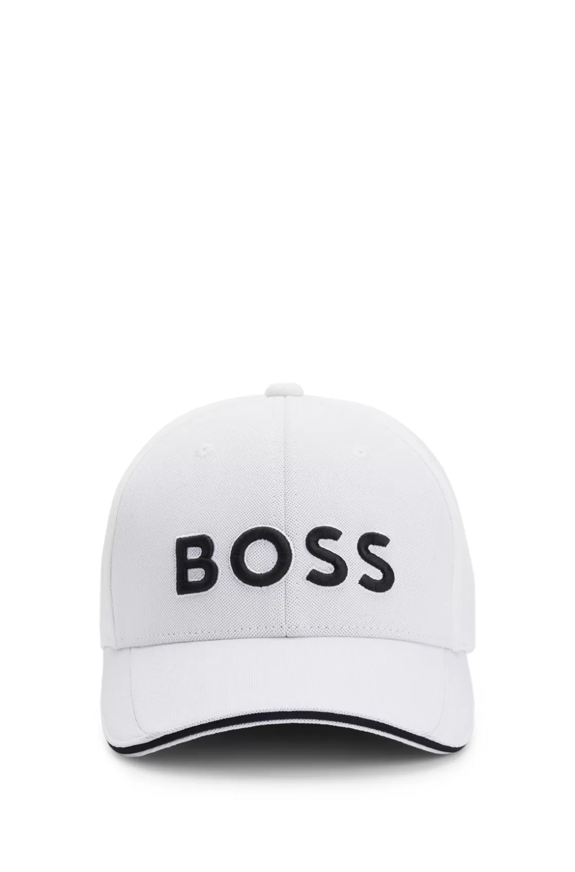 HUGO BOSS Knitted-piqué Six-panel Cap With Embroidered Logo White Flash Sale